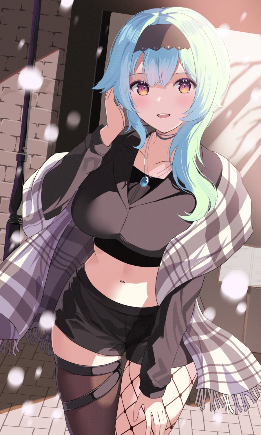 eula, fishnets, garter, genshin_impact, rererere_mon, thighhighs