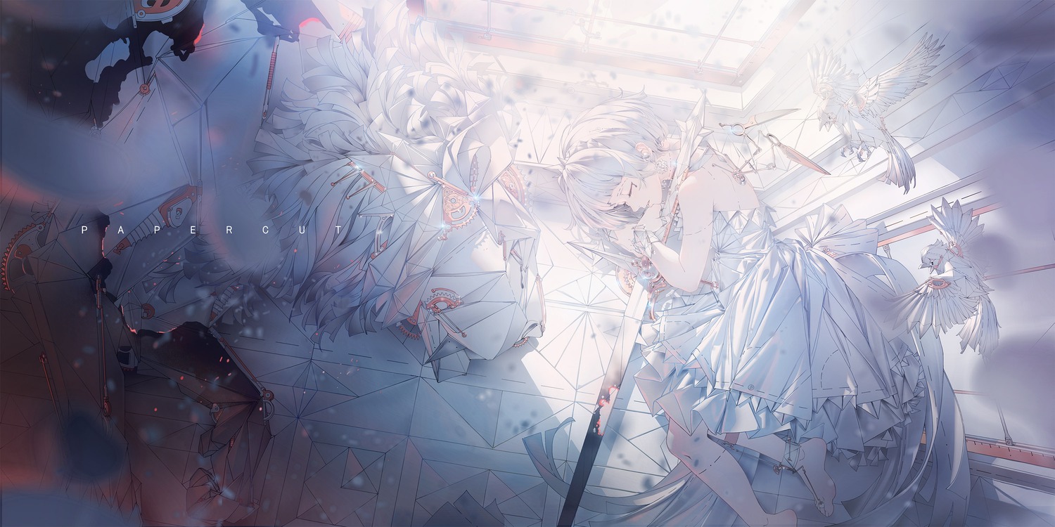 dress, mecha_musume, miv4t, tattoo, wings