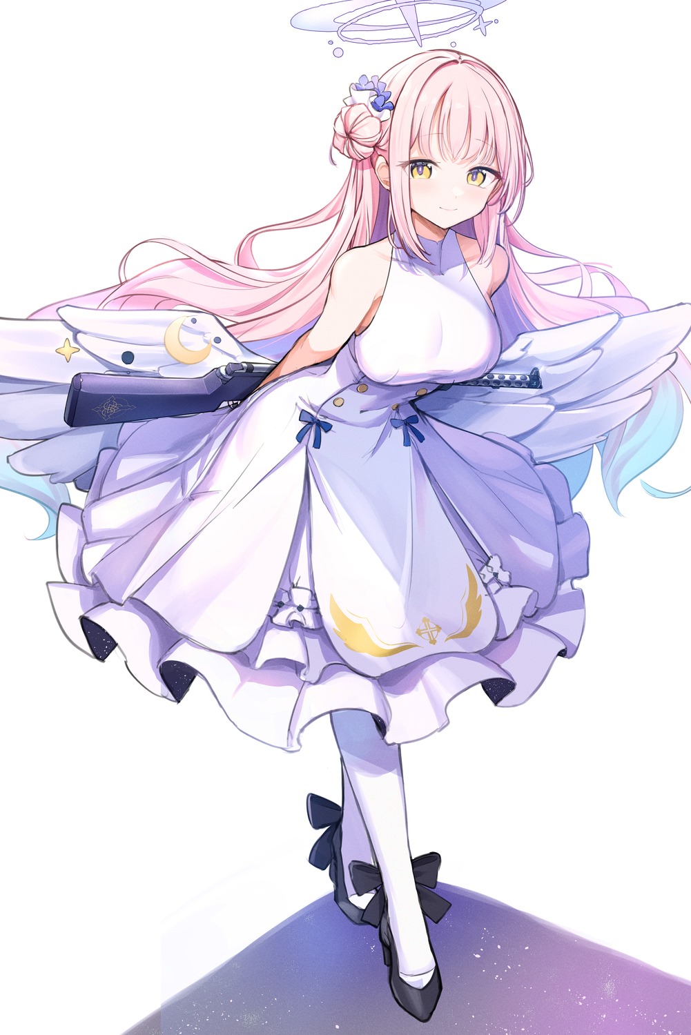 angel, blue_archive, dress, gu_luco, heels, misono_mika, wings