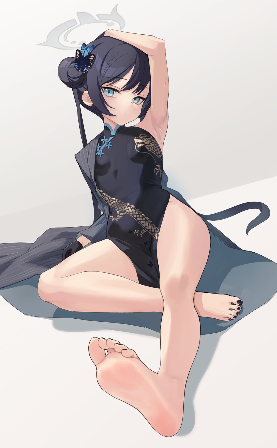 blue_archive, chinadress, chuck_(harfmoondark), feet, halo, ryuuge_kisaki
