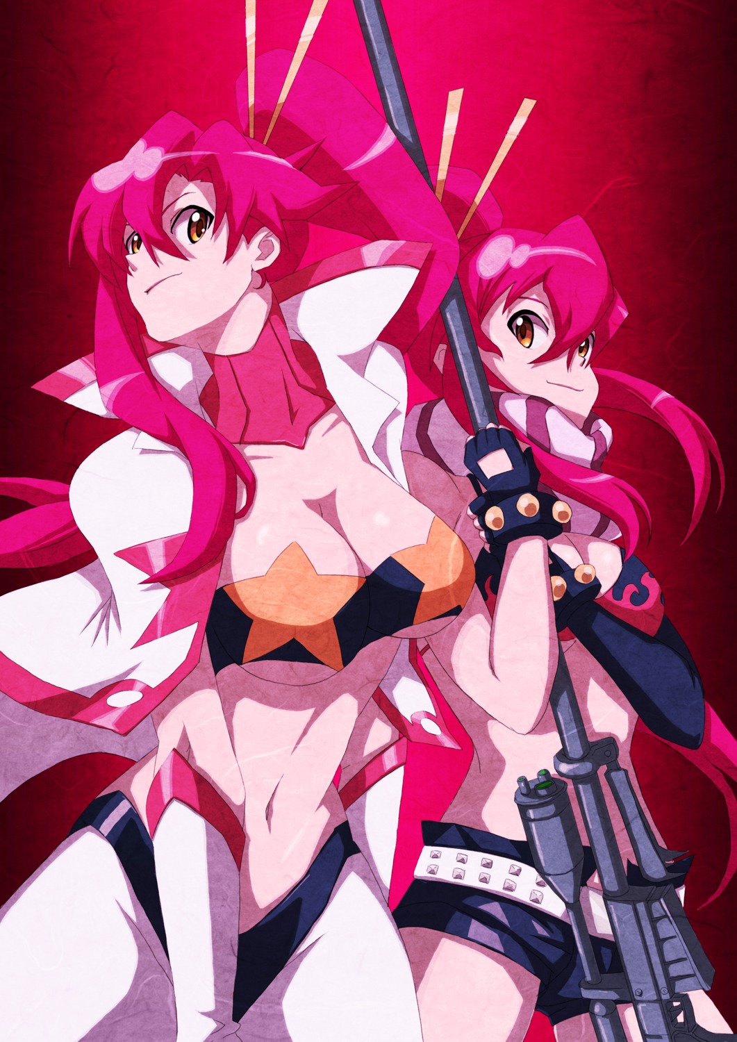 bikini_top, cleavage, gun, p_p_p_s, swimsuits, tengen_toppa_gurren_lagann, thighhighs, yoko