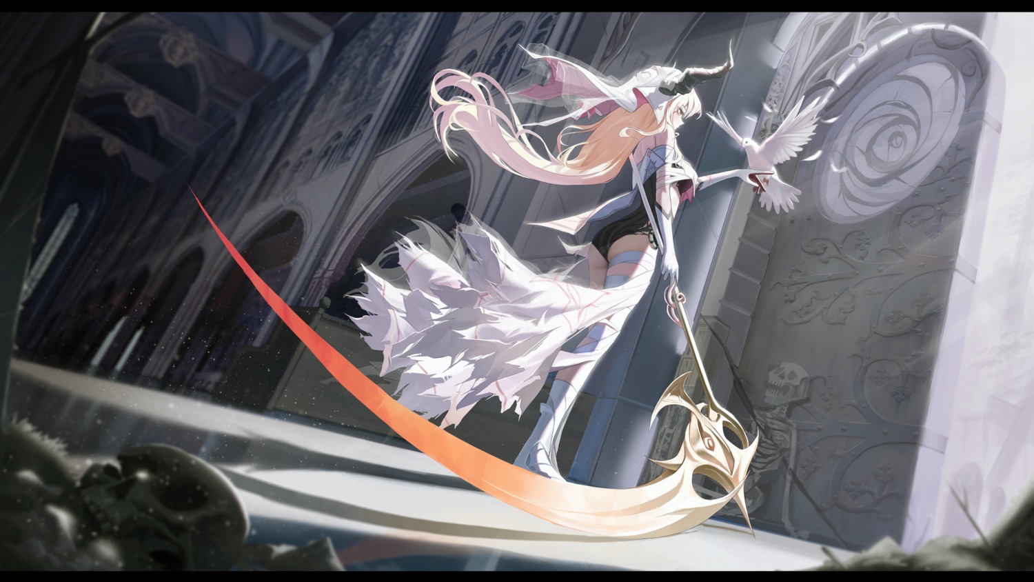 ass, bandages, fogeun, horns, leotard, weapon