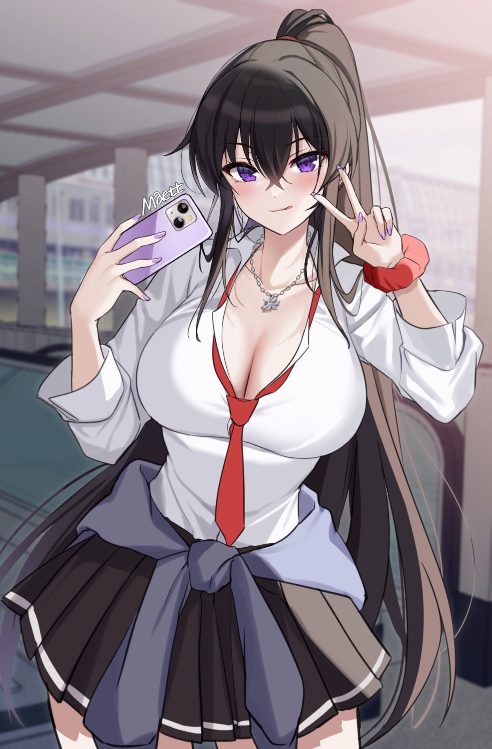 counter:side, maett, open_shirt, seifuku, sweater, yoo_mina
