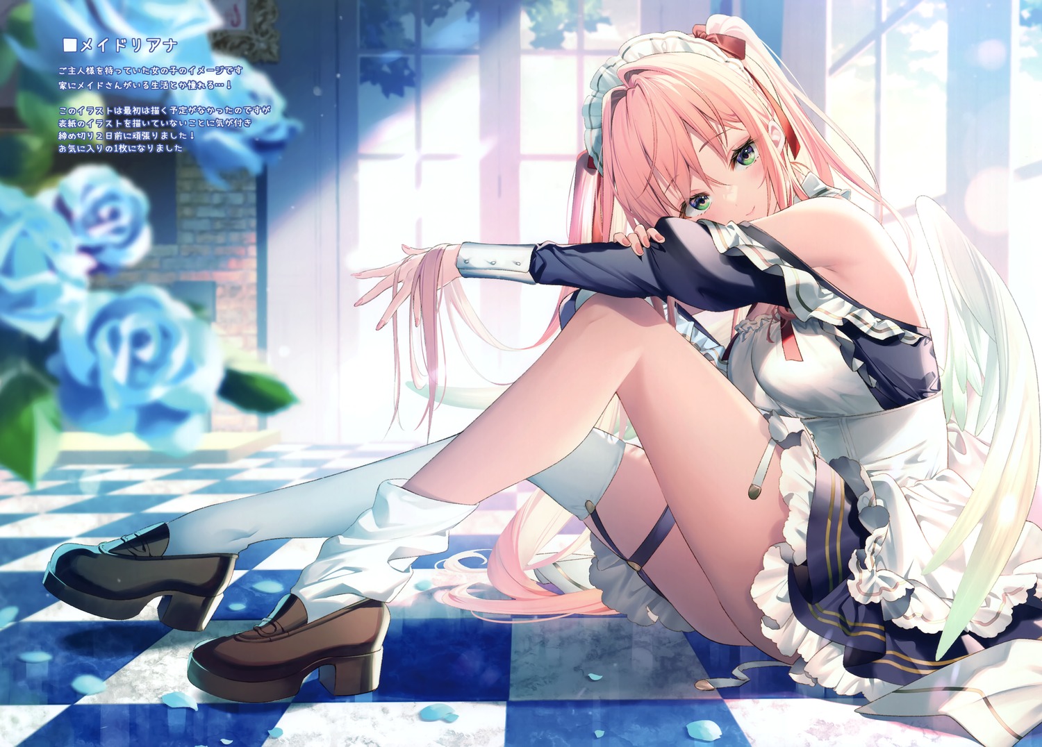 eterna, maid, rianastia_fluegel, riichu, stockings, thighhighs, wings