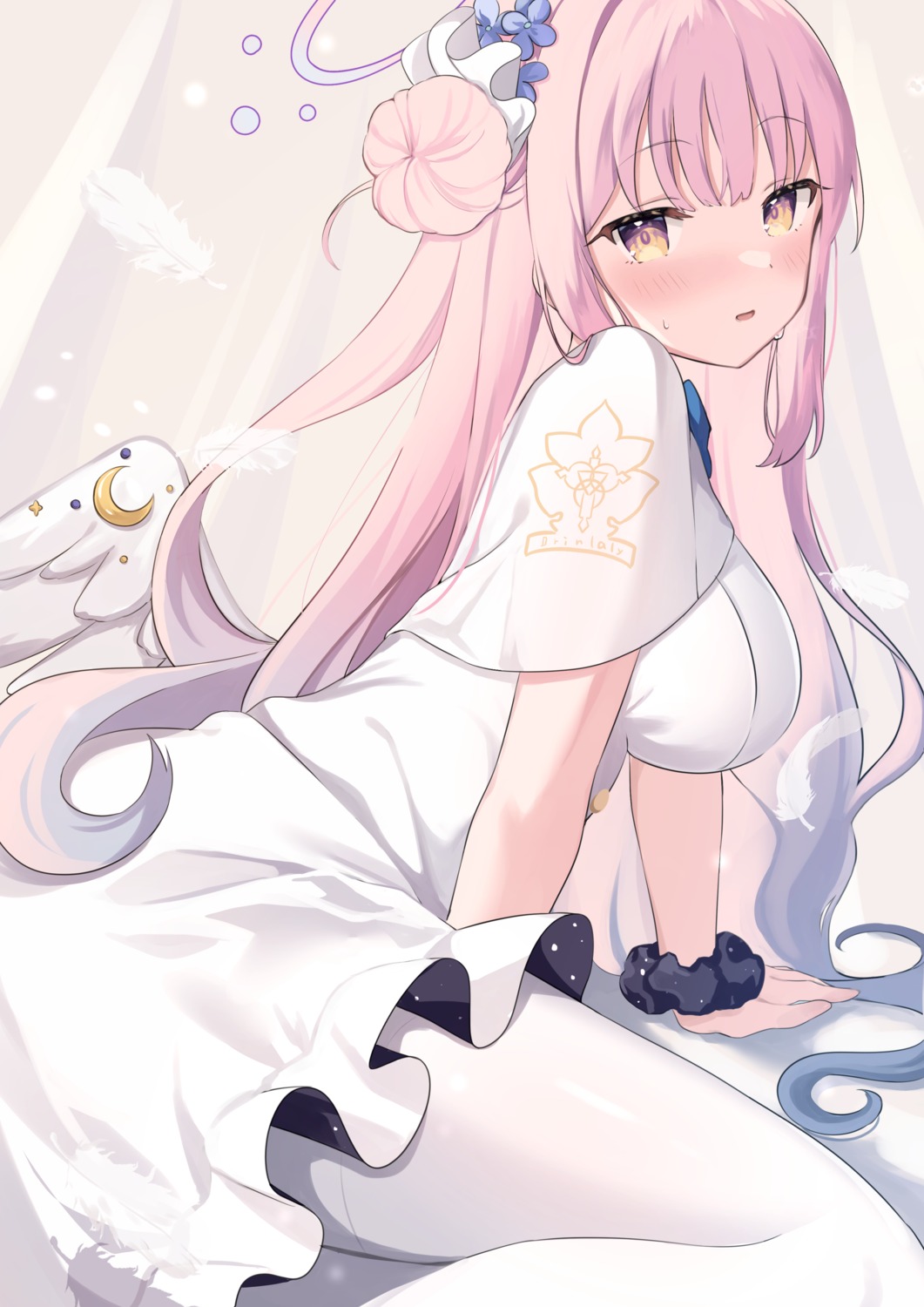 angel, blue_archive, dress, misono_mika, okiq, pantyhose, wings