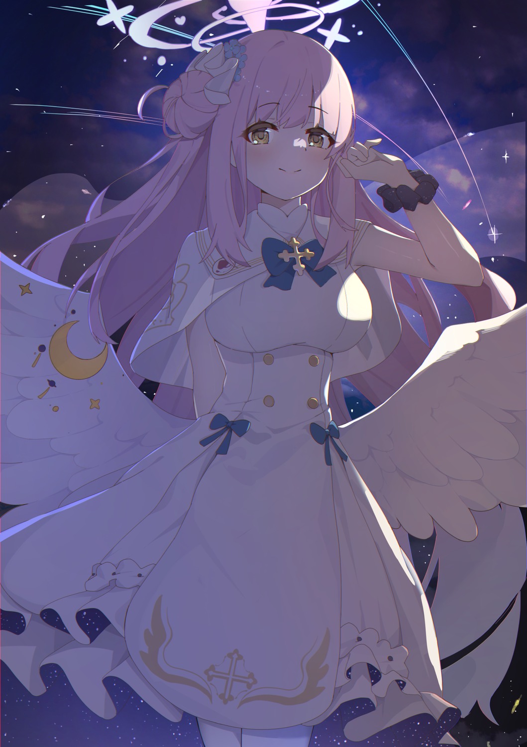 angel, band_(skymole01), blue_archive, dress, misono_mika, wings