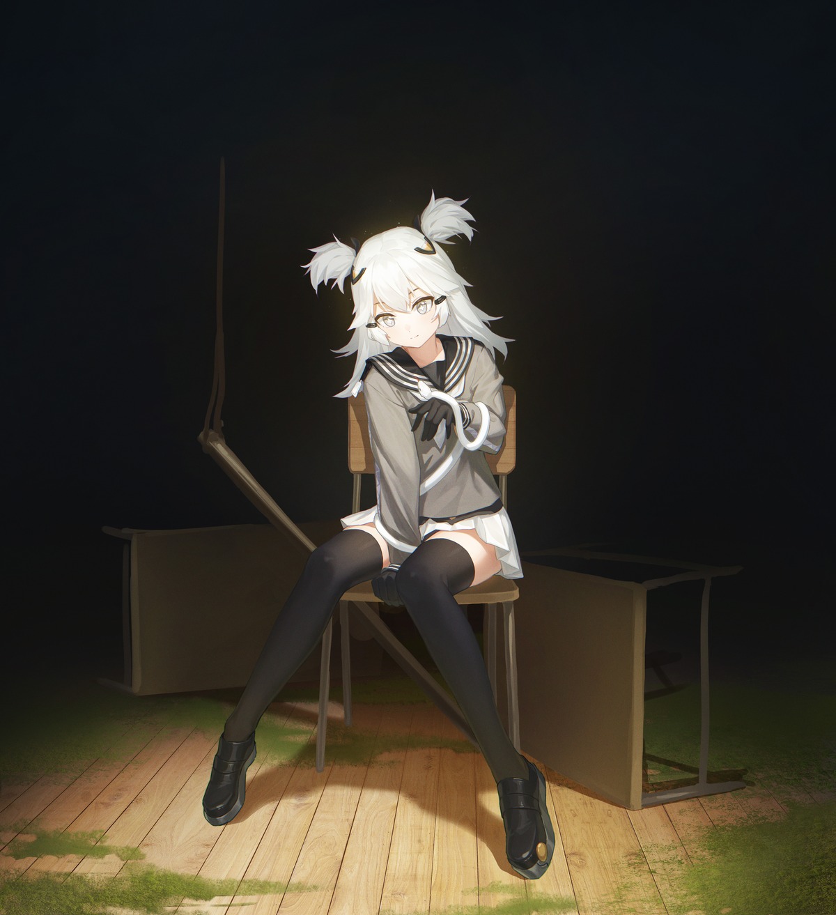 alchemy_stars, beizhe_roam, seifuku, thighhighs