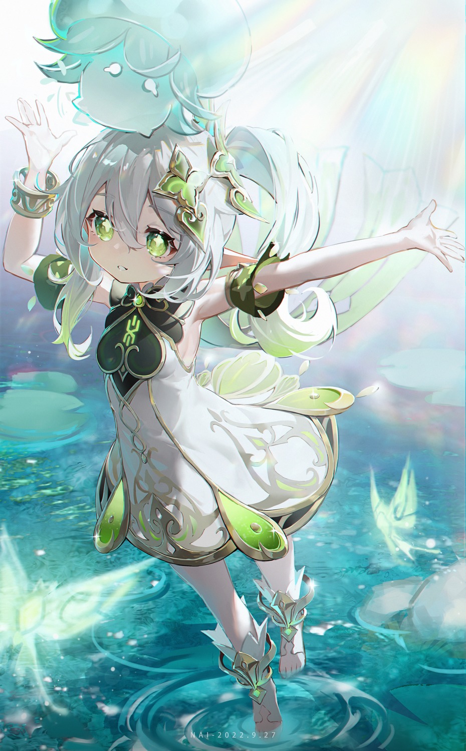 a_nai, dress, genshin_impact, nahida, pointy_ears