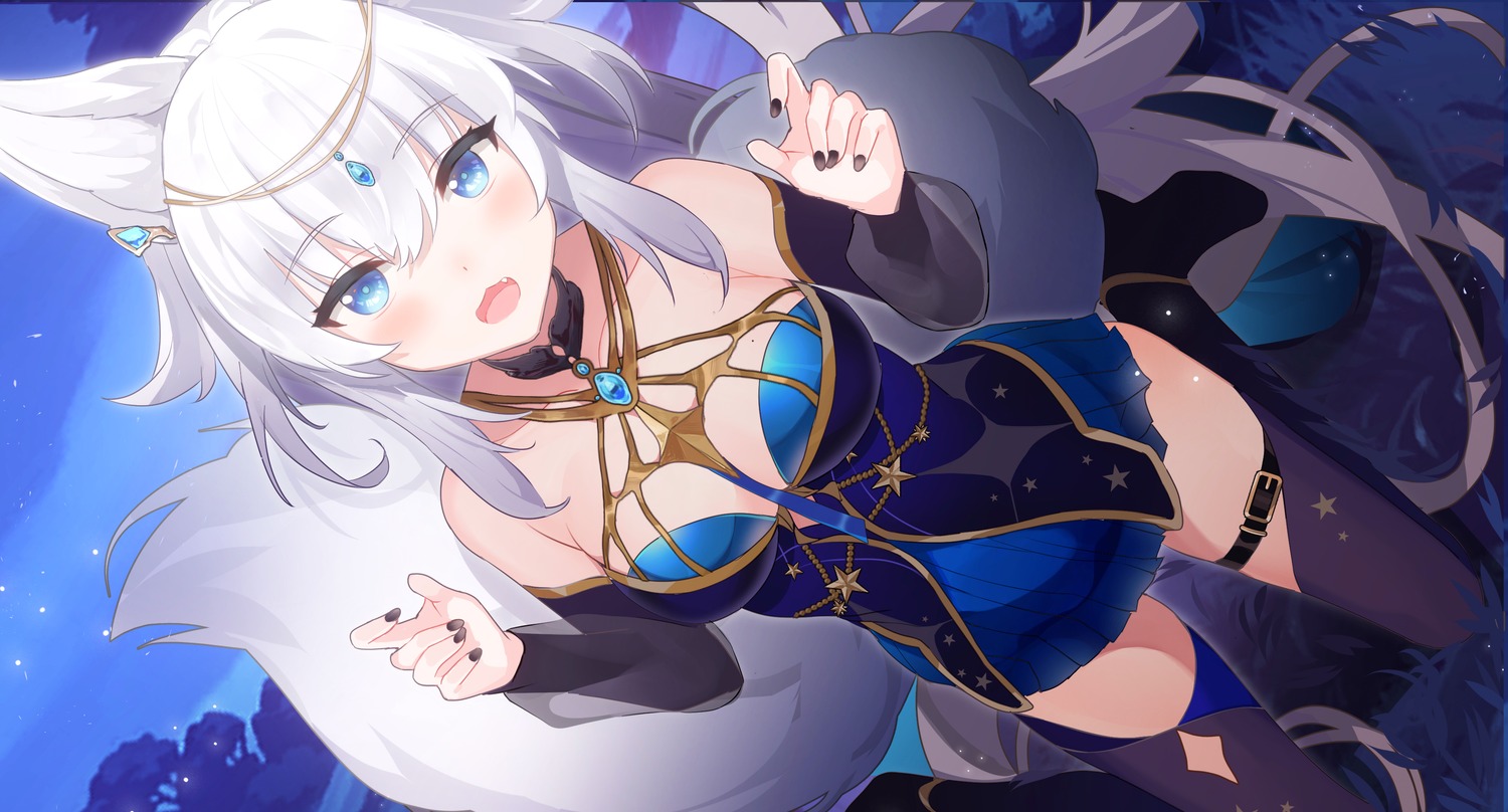 animal_ears, garter, kitsune, tail, thighhighs, wang_mon