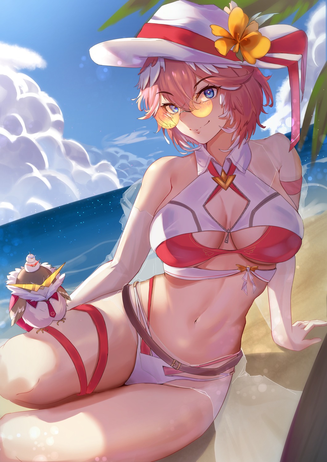 bikini, ganmo_(takane_lui), garter, hololive, ltsum_0802, swimsuits, takane_lui, tsukune_(takane_lui)