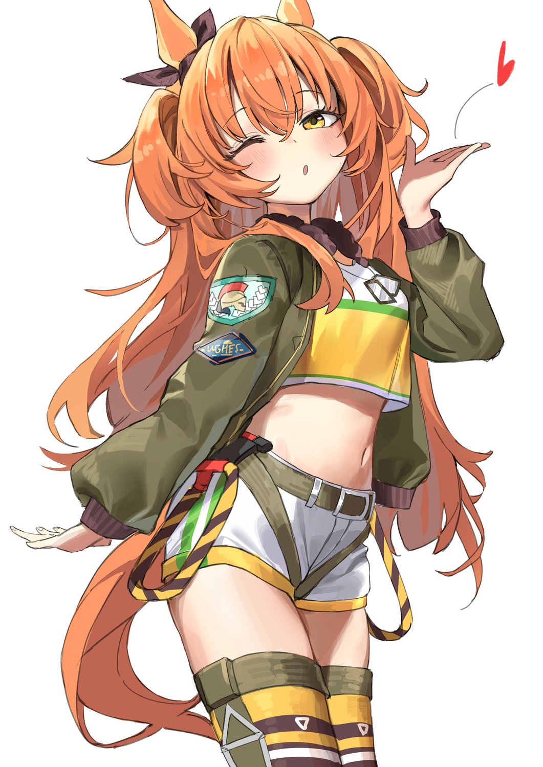 animal_ears, haruyuki_(gffewuoutgblubh), mayano_top_gun_(umamusume), tail, thighhighs, uma_musume_pretty_derby, uniform