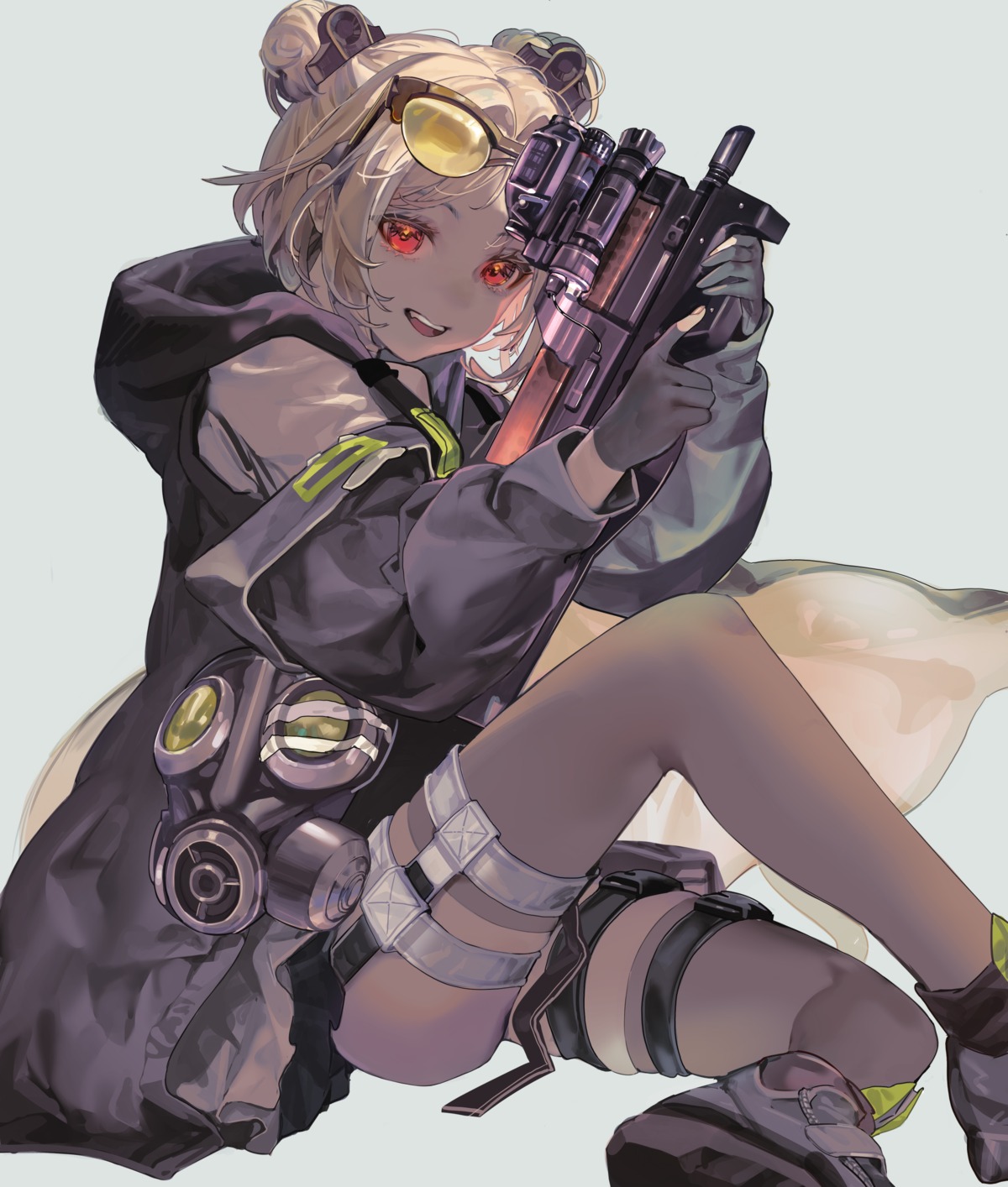 garter, girls_frontline, gun, megane, nik_ibi, p90_(girls_frontline), thighhighs