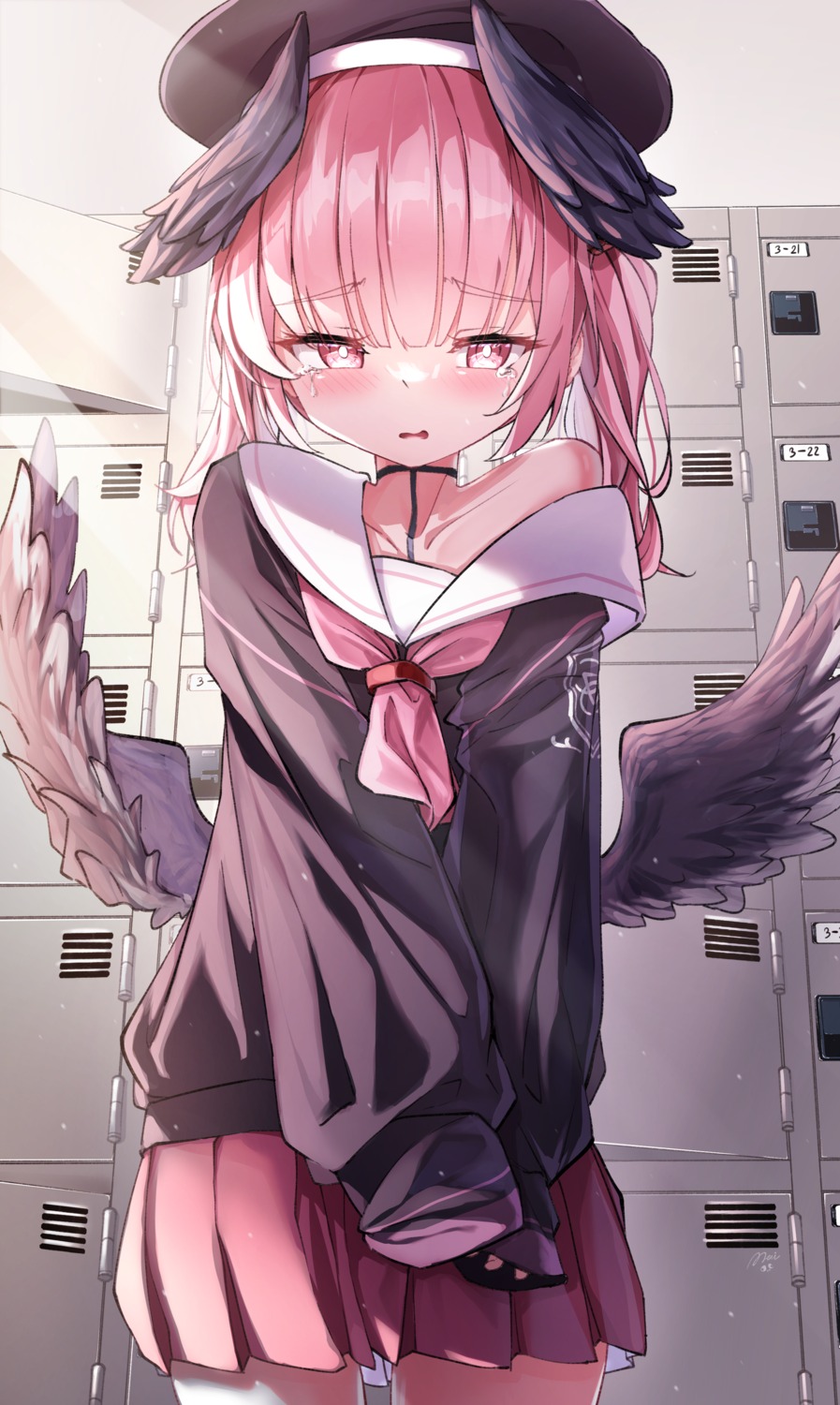 blue_archive, maeru, seifuku, shimoe_koharu, wings