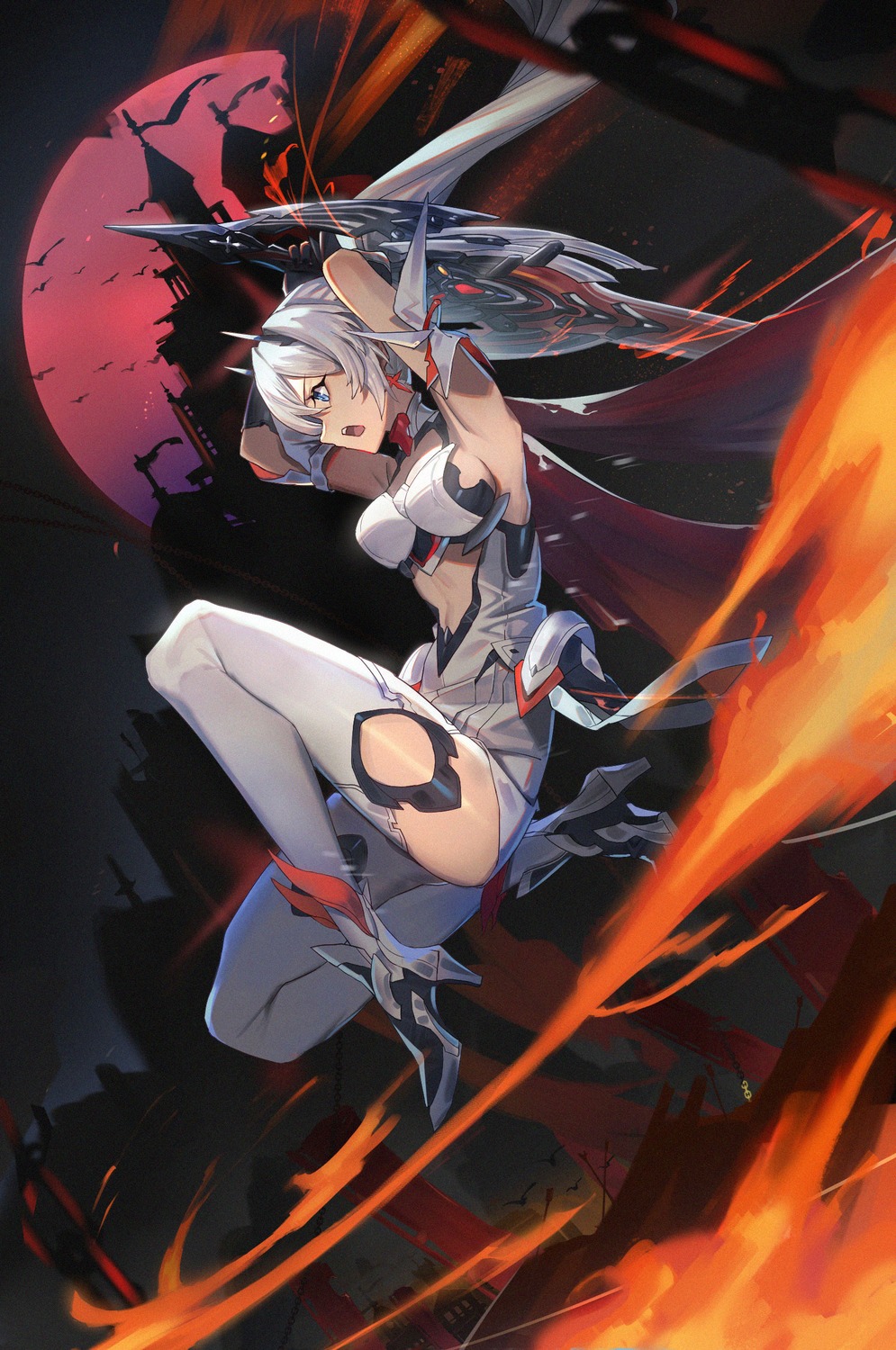 benghuai_xueyuan, heels, honkai_impact, kiana_kaslana, lastation_kogyo, no_bra, sword, thighhighs