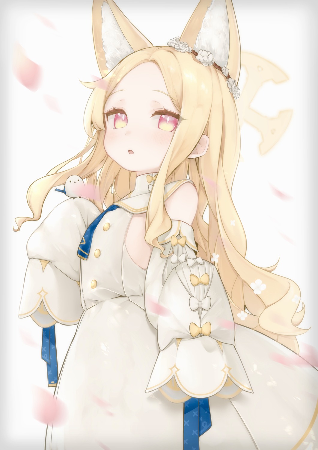 animal_ears, blue_archive, dress, halo, kitsune, niiya_(monme), no_bra, yurizono_seia