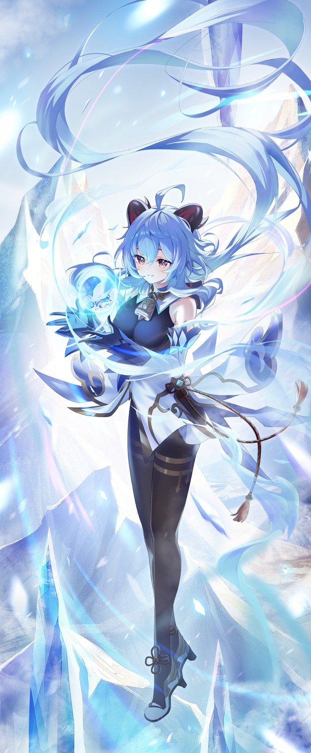 asian_clothes, ganyu, genshin_impact, horns, ktmzlsy720, skirt_lift