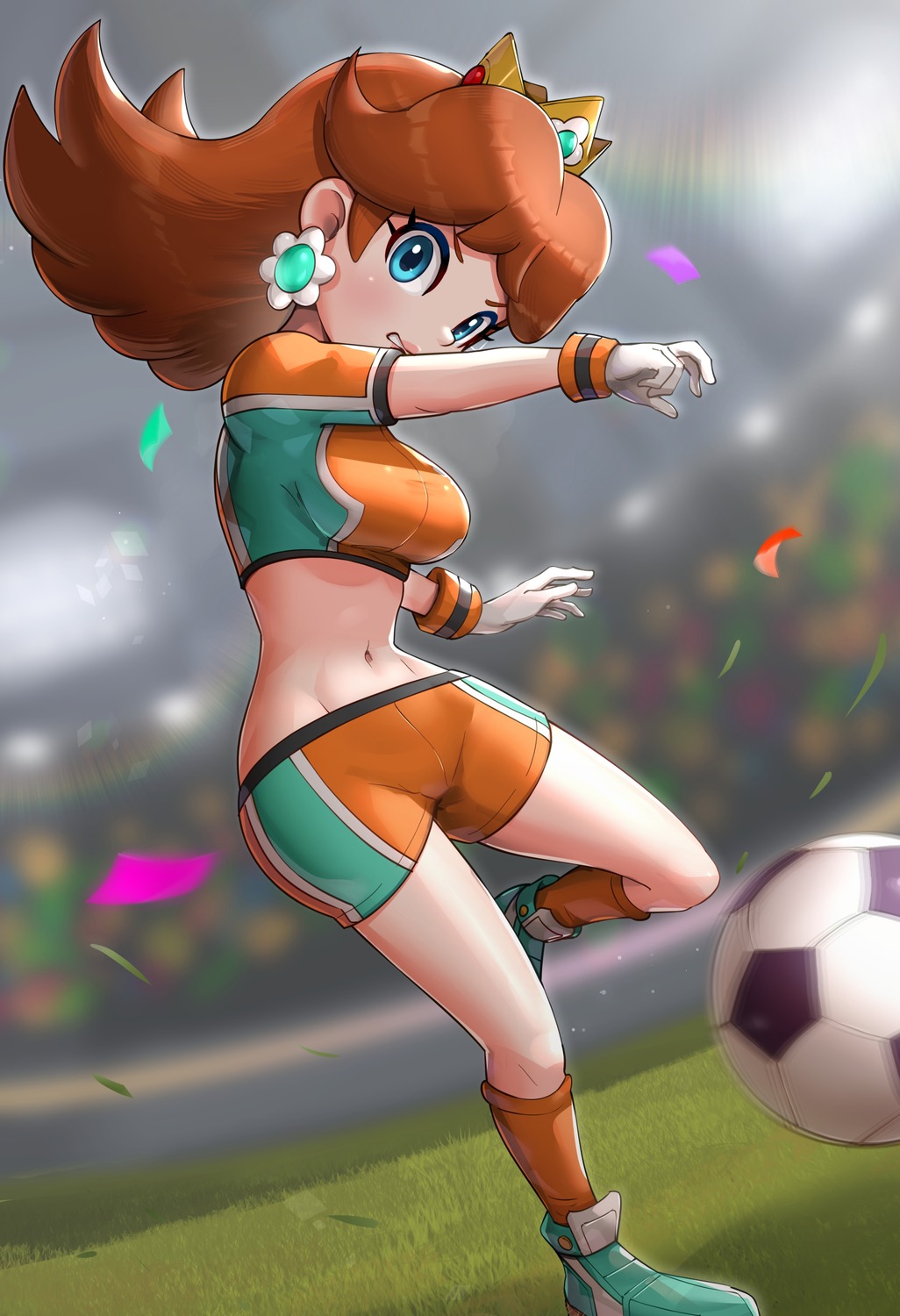bike_shorts, gonzarez, mario_(series), princess_daisy, soccer, super_mario_strikers