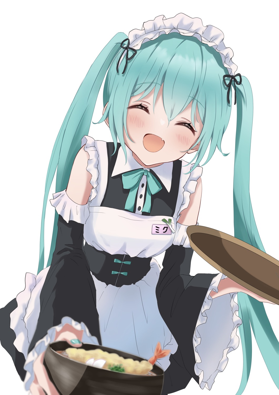 hatsune_miku, maid, vocaloid, waitress, yuzu_hirari
