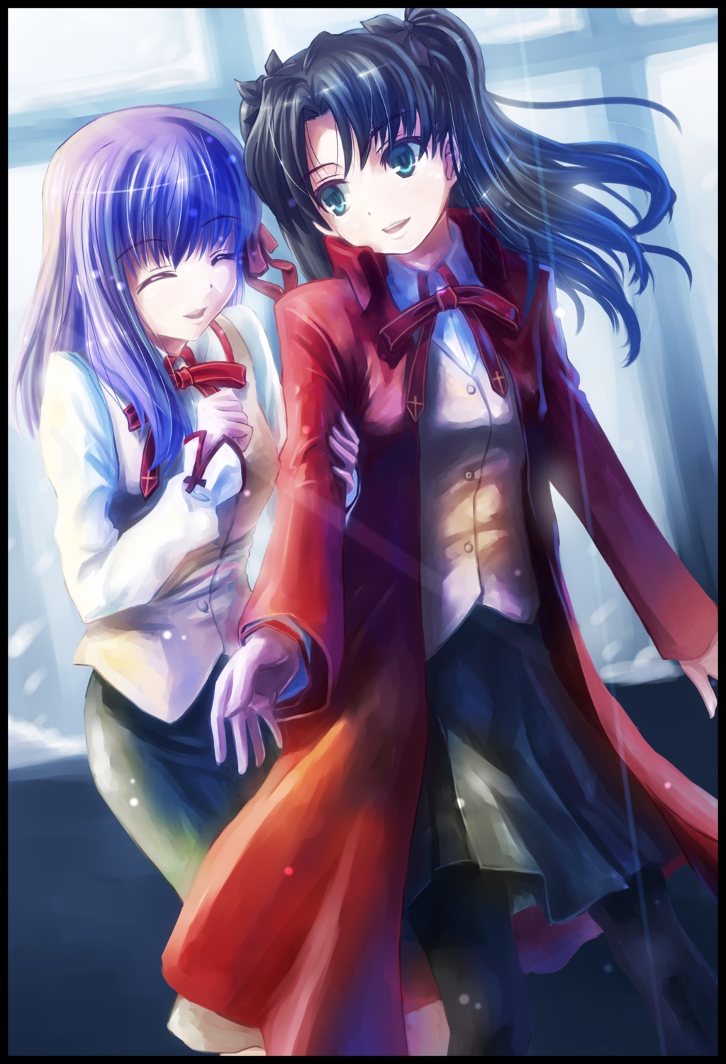 fate/stay_night, kome_(le7), matou_sakura, seifuku, toosaka_rin