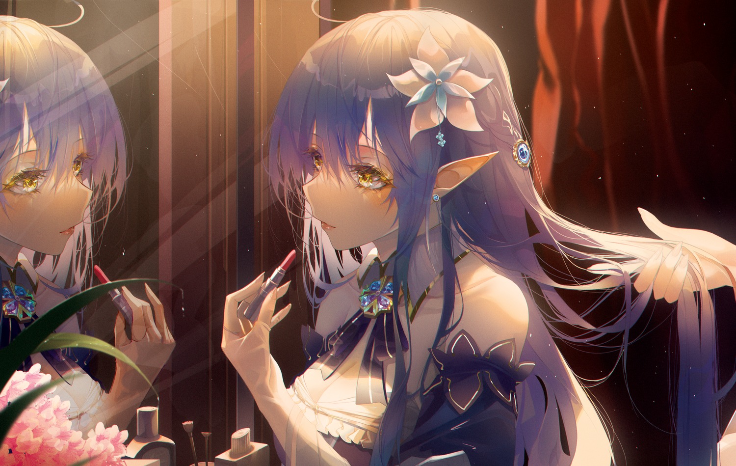 elf, hololive, pointy_ears, turbulence, yukihana_lamy