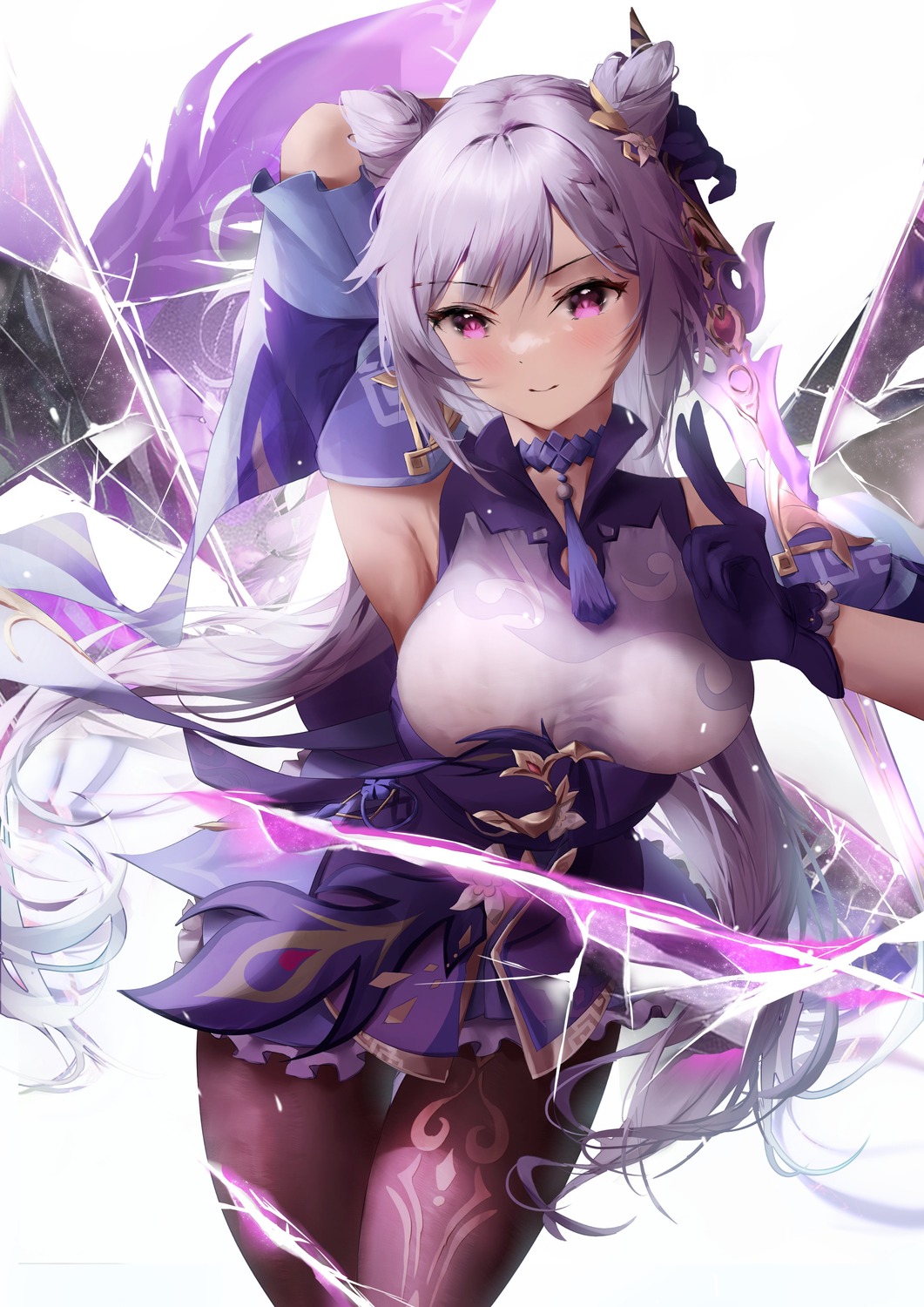 asian_clothes, genshin_impact, kagi_(dicedkey), keqing, pantyhose