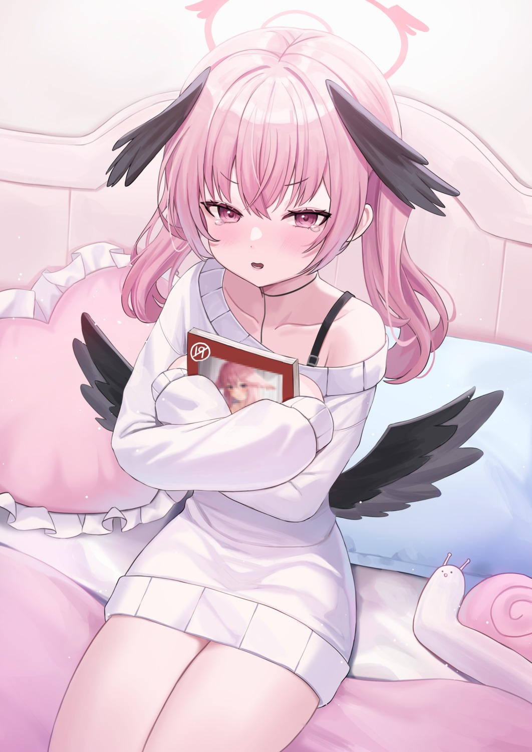 animal_ears, blue_archive, crossover, dress, genshin_impact, halo, kitsune, nannung