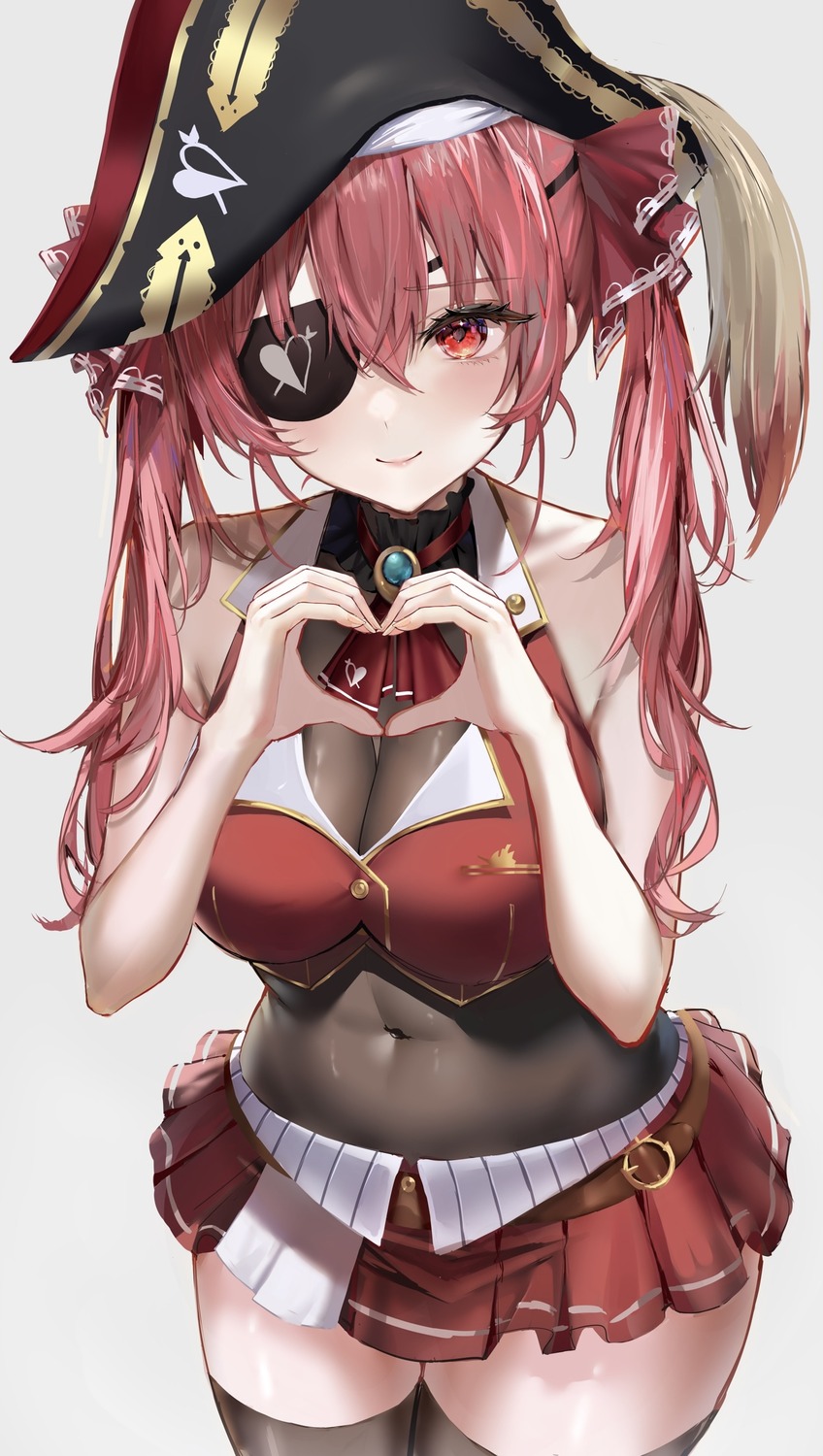 eyepatch, hololive, houshou_marine, pirate, raiya_atelier, thighhighs