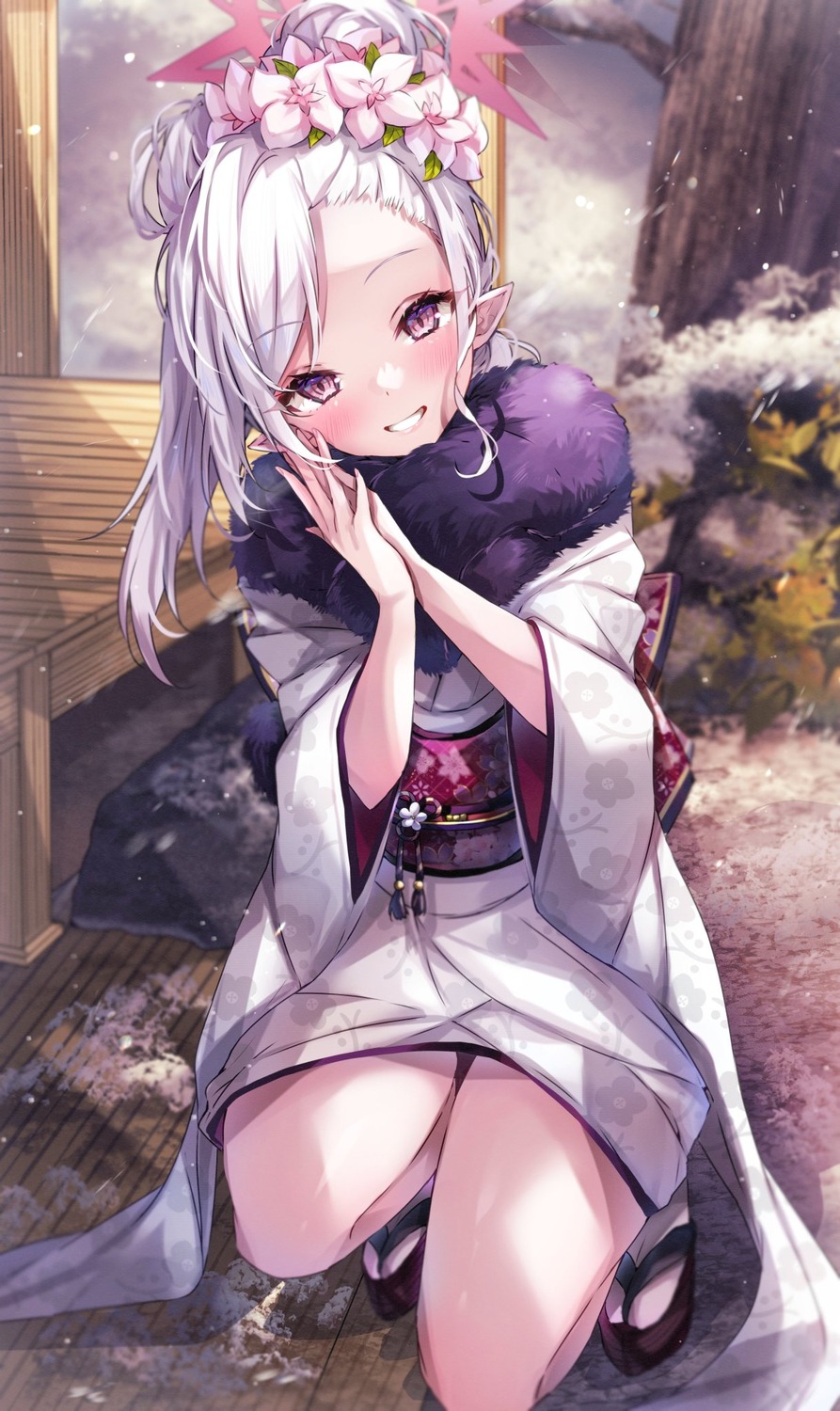 asagi_mutsuki, blue_archive, halo, kimono, pointy_ears, sorashima