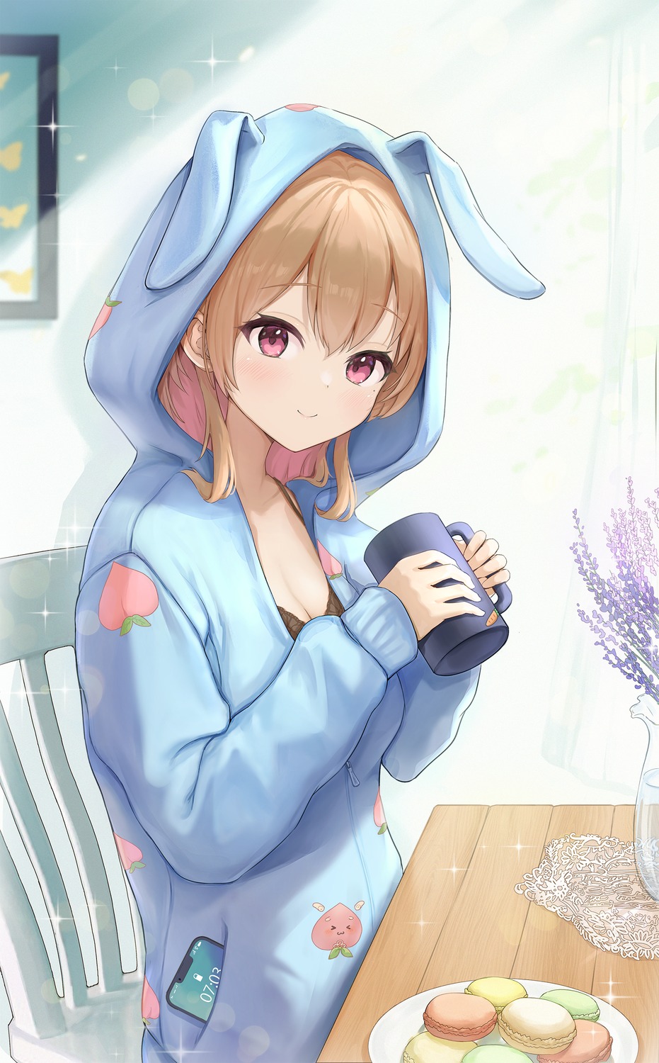 animal_ears, ayaginu_temari, bra, bunny_ears, isekai_tensei_shite_v_ni_narimashita, pajama, sauvignon