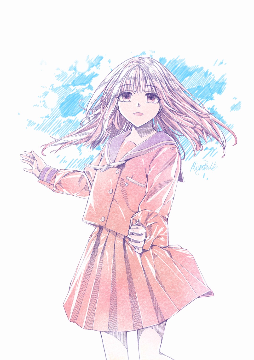 miyabulb, seifuku, sketch