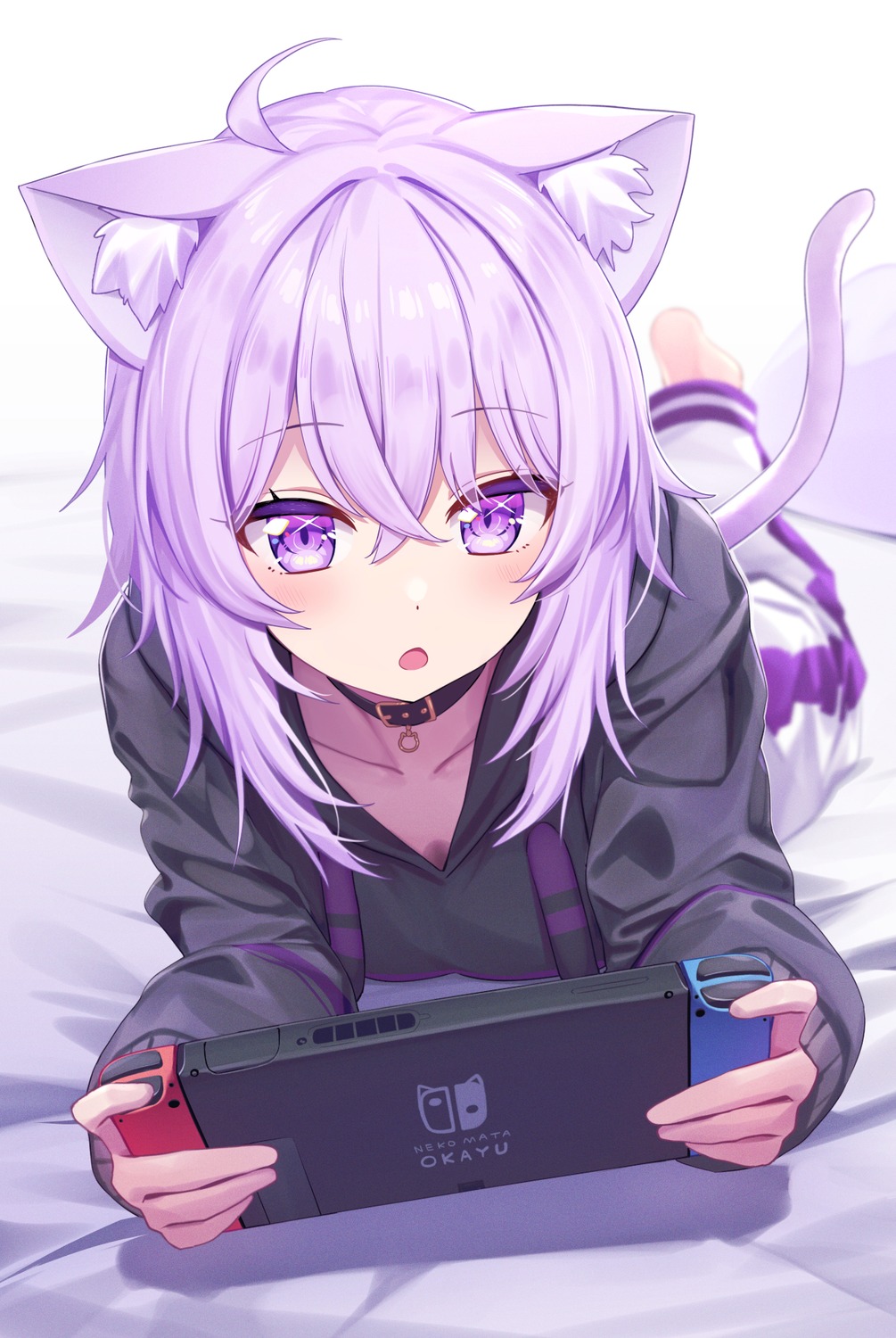 animal_ears, deadnooodles, hololive, hololive_gamers, nekomata_okayu, nekomimi, tail