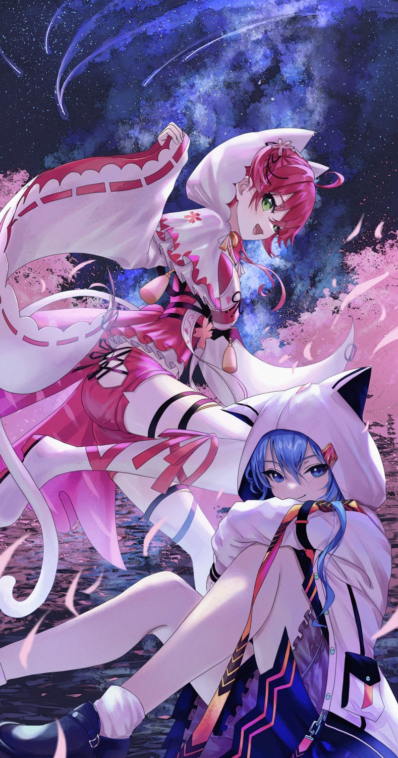 animal_ears, ata_(atatatatame01), hololive, hoshimachi_suisei, sakura_miko
