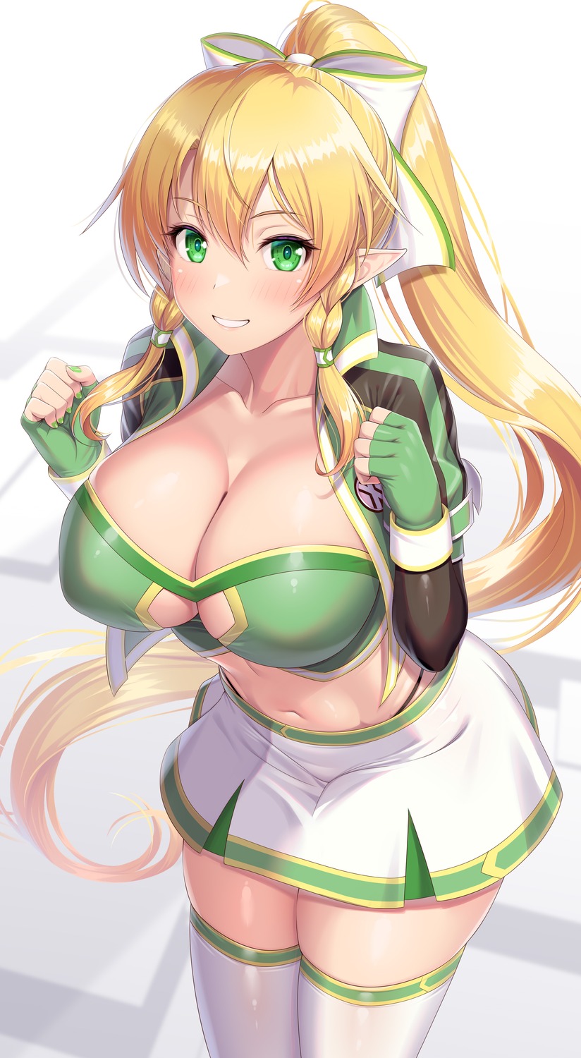 alfheim_online, elf, kawase_seiki, leafa, no_bra, pointy_ears, sword_art_online, thighhighs