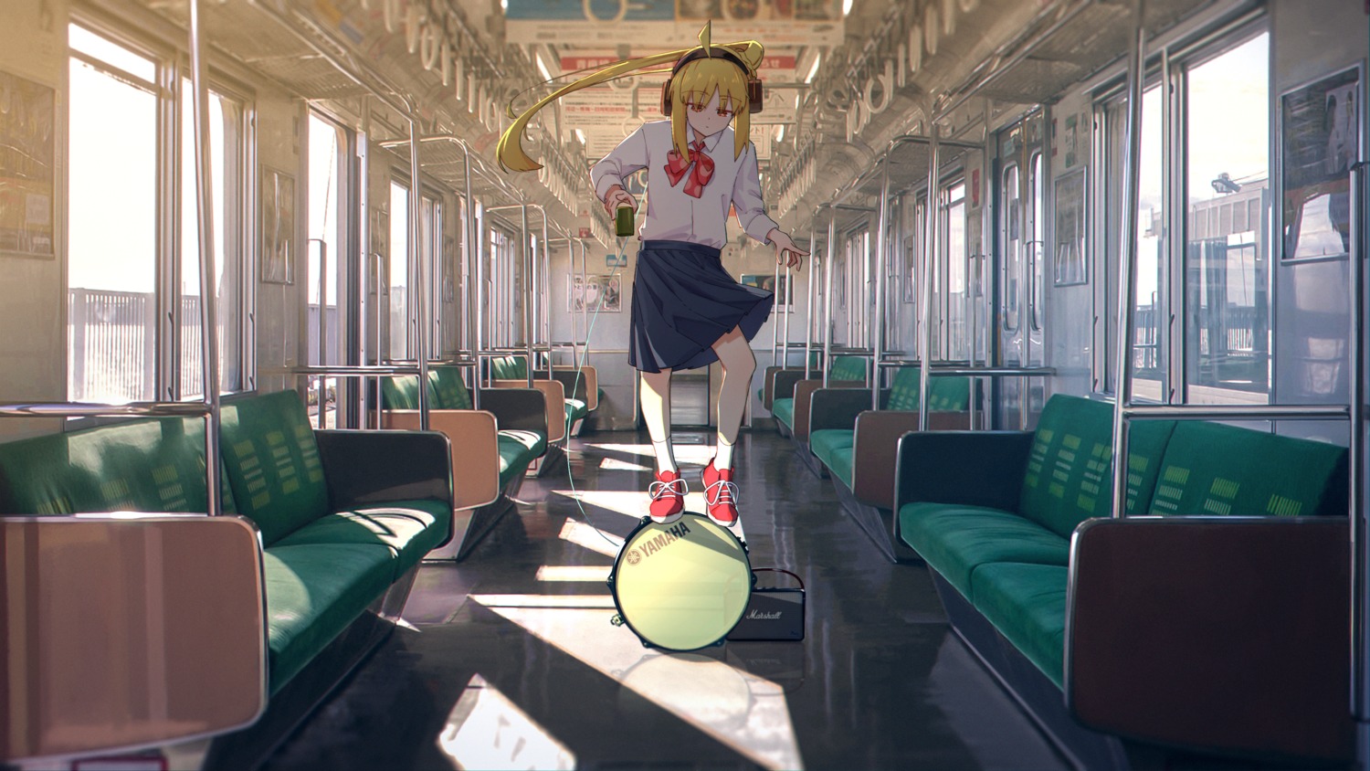 bocchi_the_rock!, headphones, ijichi_nijika, jl_tan, photo, seifuku