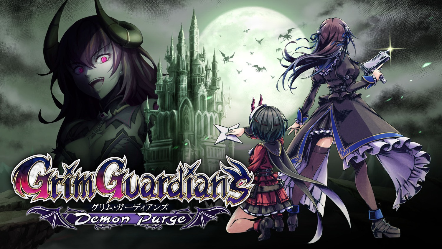 devil, gothic_lolita, grim_guardians_demon_purge, gun, heels, horns, inti_creates, lolita_fashion