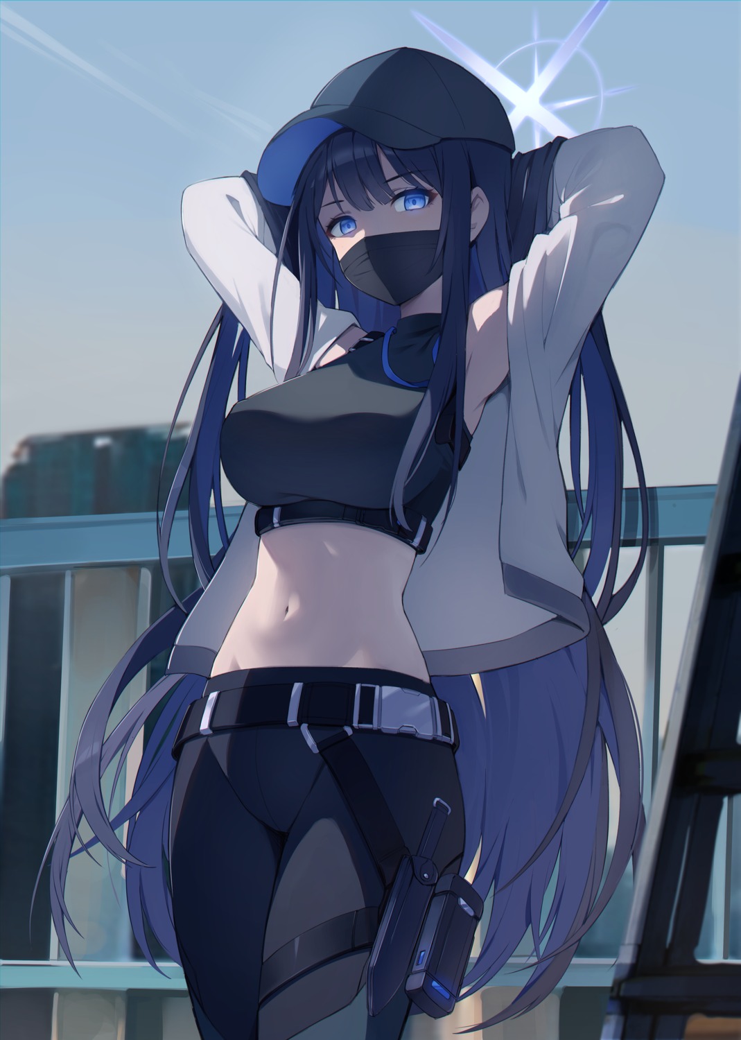blue_archive, garter, halo, joumae_saori, ugwa, weapon