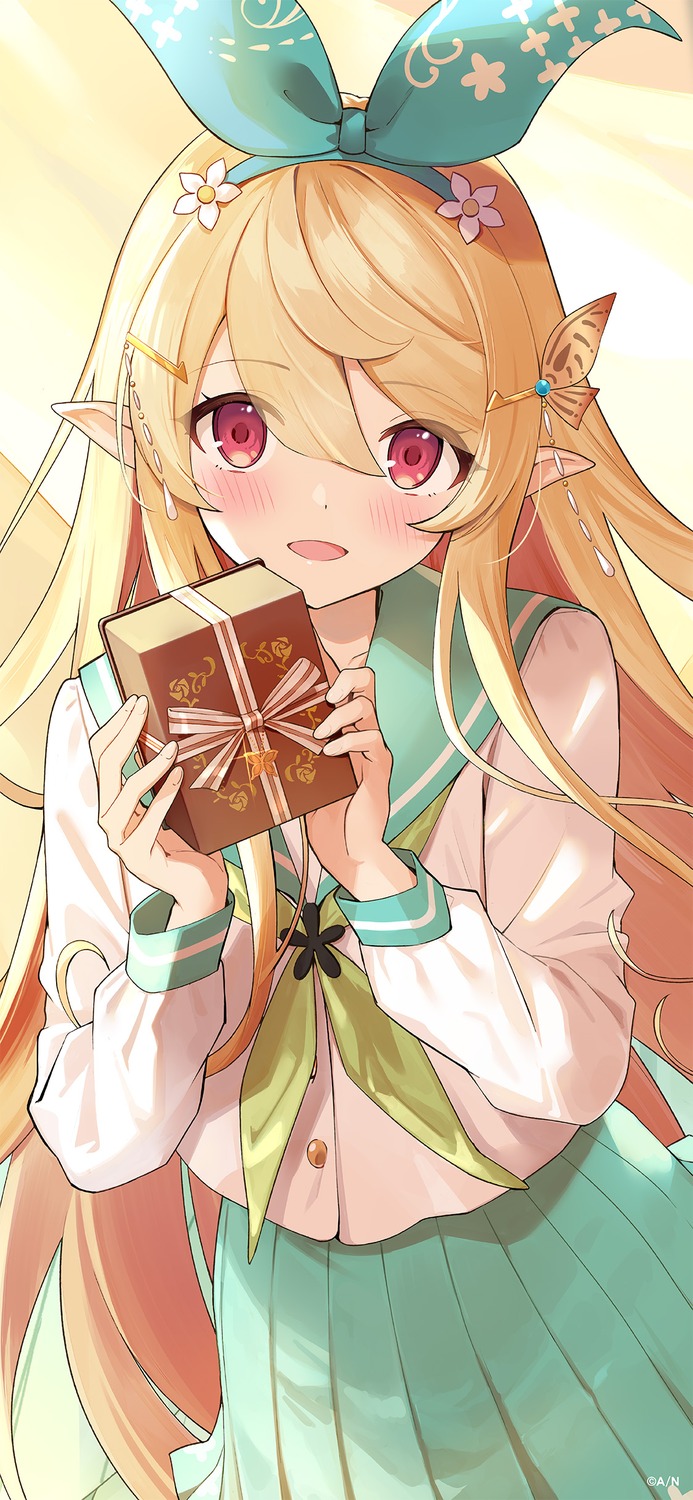 nijisanji, nijisanji_en, pointy_ears, pomu_rainpuff, seifuku, urata_asao, valentine