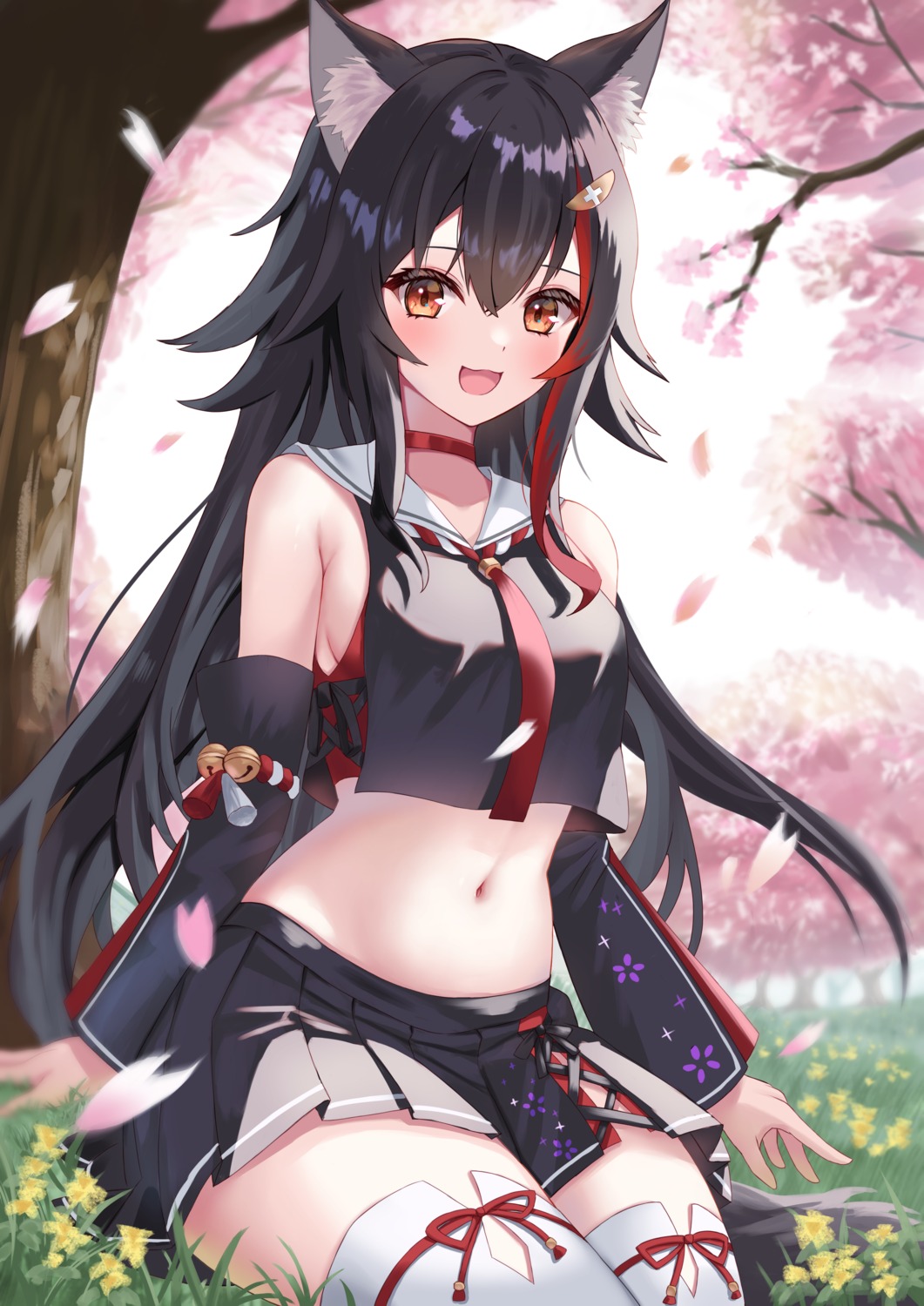 animal_ears, hololive, hololive_gamers, ookami_mio, seifuku, tail, thighhighs, togemaru