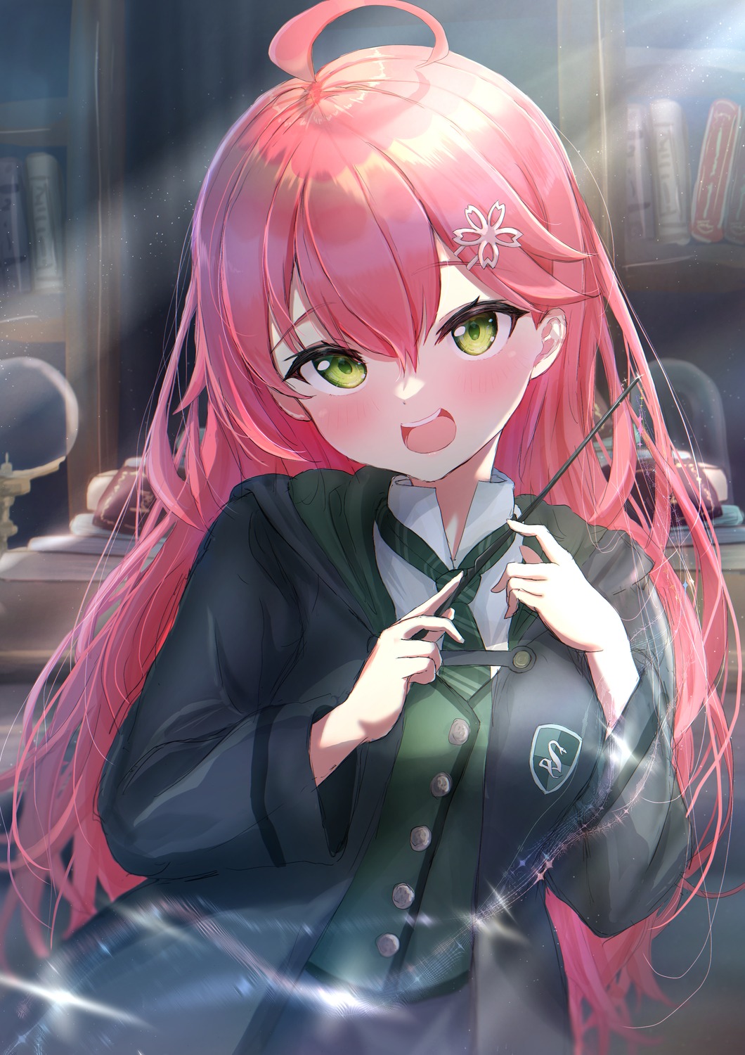 hololive, sakura_miko, seifuku, terra_bose, weapon