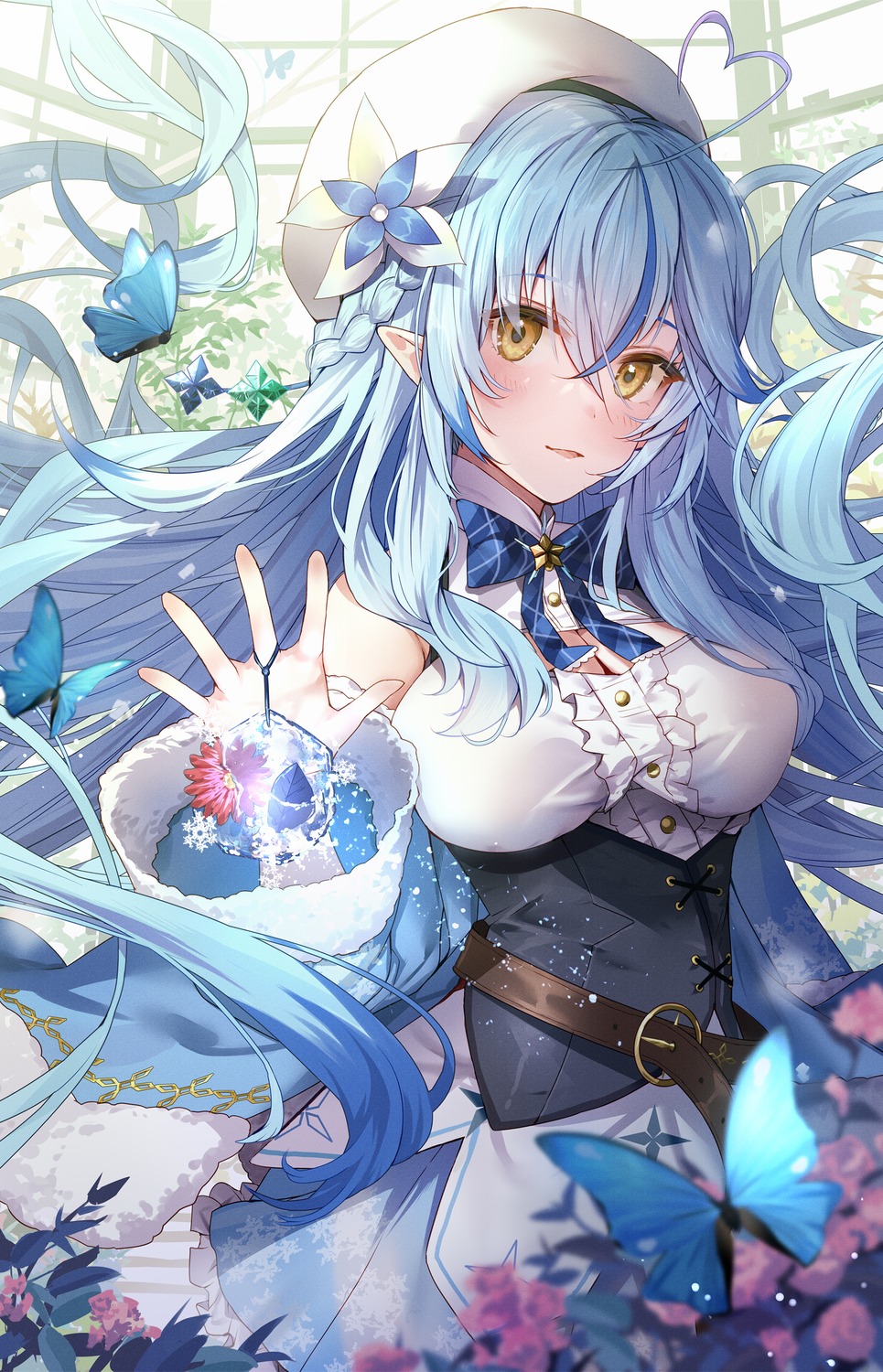 cleavage, elf, hololive, pointy_ears, renka_(renkas), yukihana_lamy