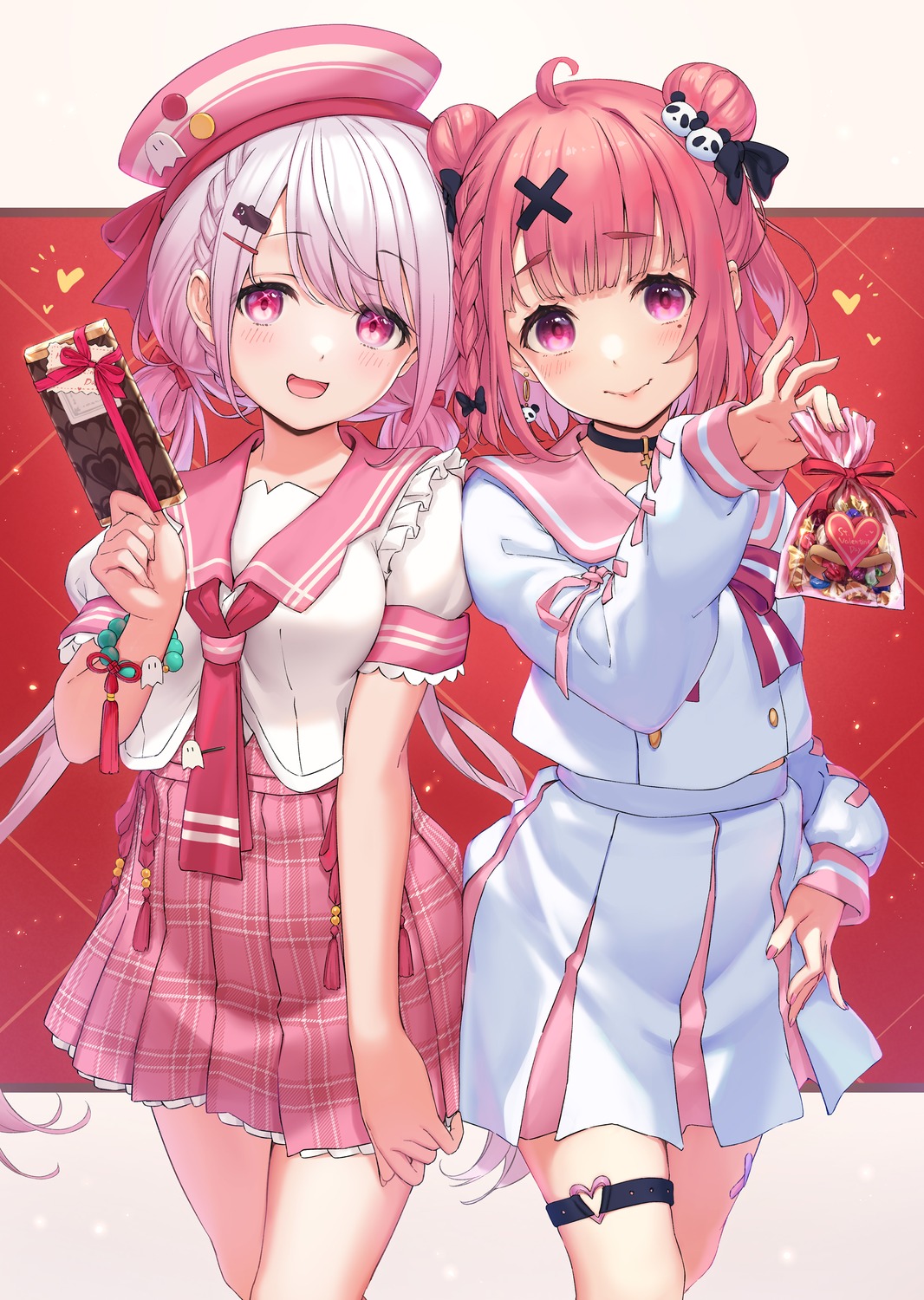 bandaid, garter, kamome_yuu, nijisanji, nijisanji_gamers, sasaki_saku, seifuku, shiina_yuika