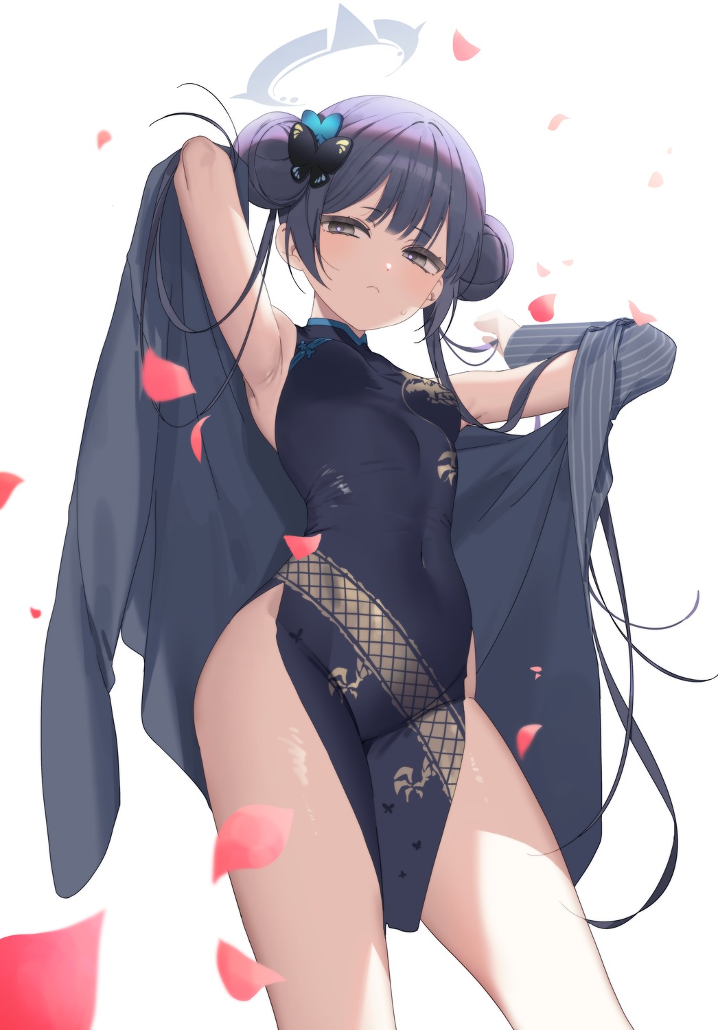 blue_archive, chinadress, halo, myao_(o3o333), nopan, ryuuge_kisaki