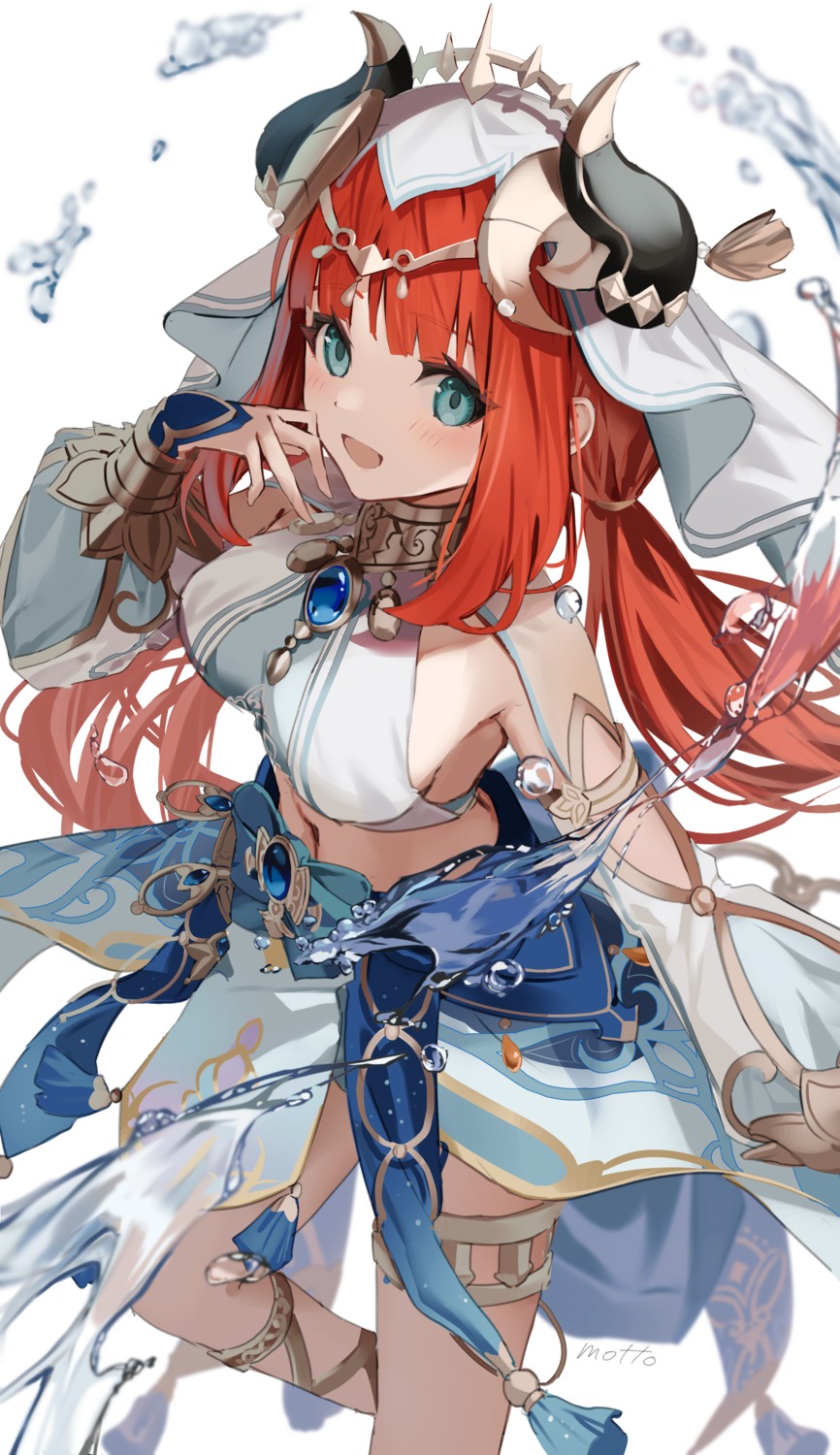 garter, genshin_impact, horns, motto_(night_wear), nilou, no_bra