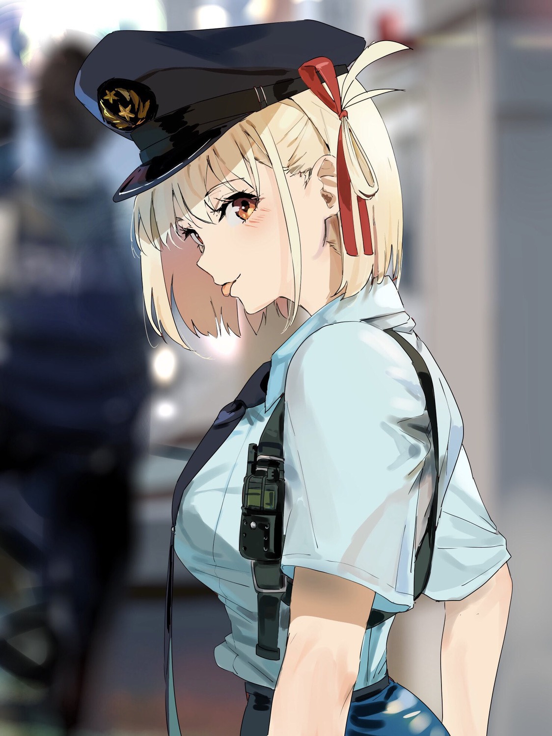 funi_mu9, lycoris_recoil, nishikigi_chisato, police_uniform