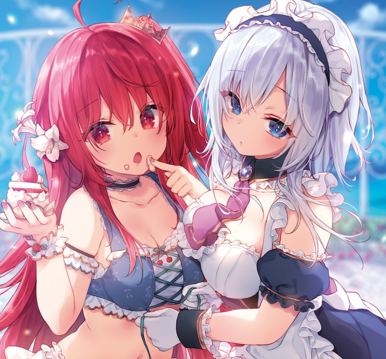 cleavage, cream, himeji_shirayuki, konomi, liar_liar, maid, saionji_sarasa, symmetrical_docking