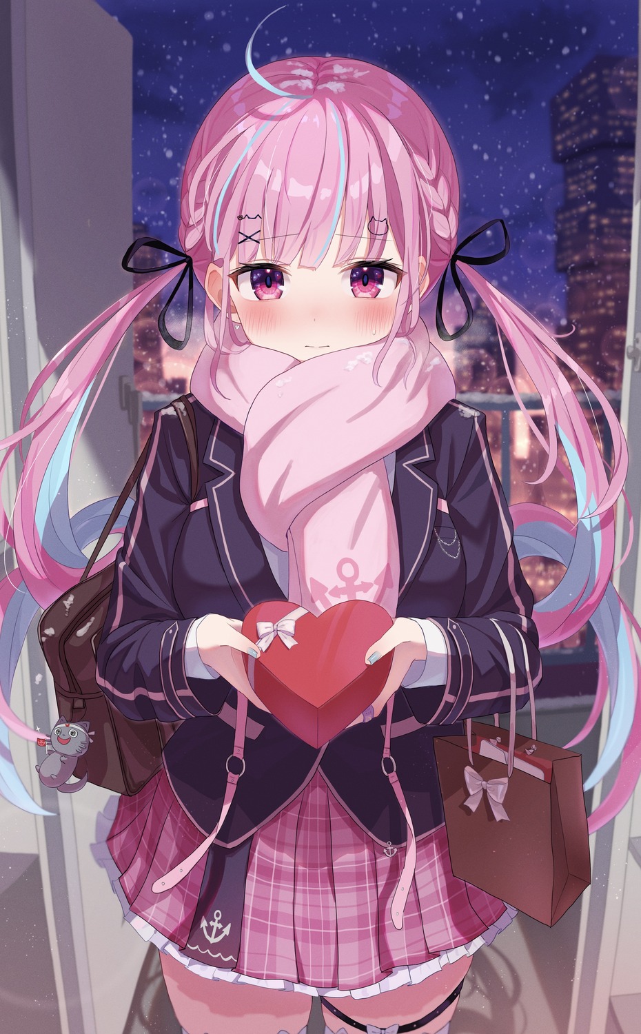 garter, hololive, mei_am0, minato_aqua, seifuku, valentine