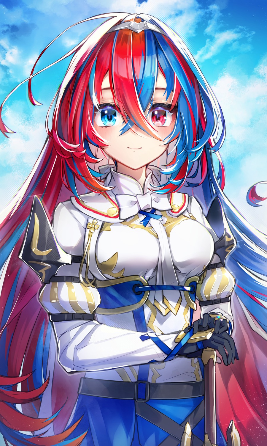 alear, armor, fire_emblem, fire_emblem_engage, hatsuga_(dmaigmai), heterochromia, sword, uniform