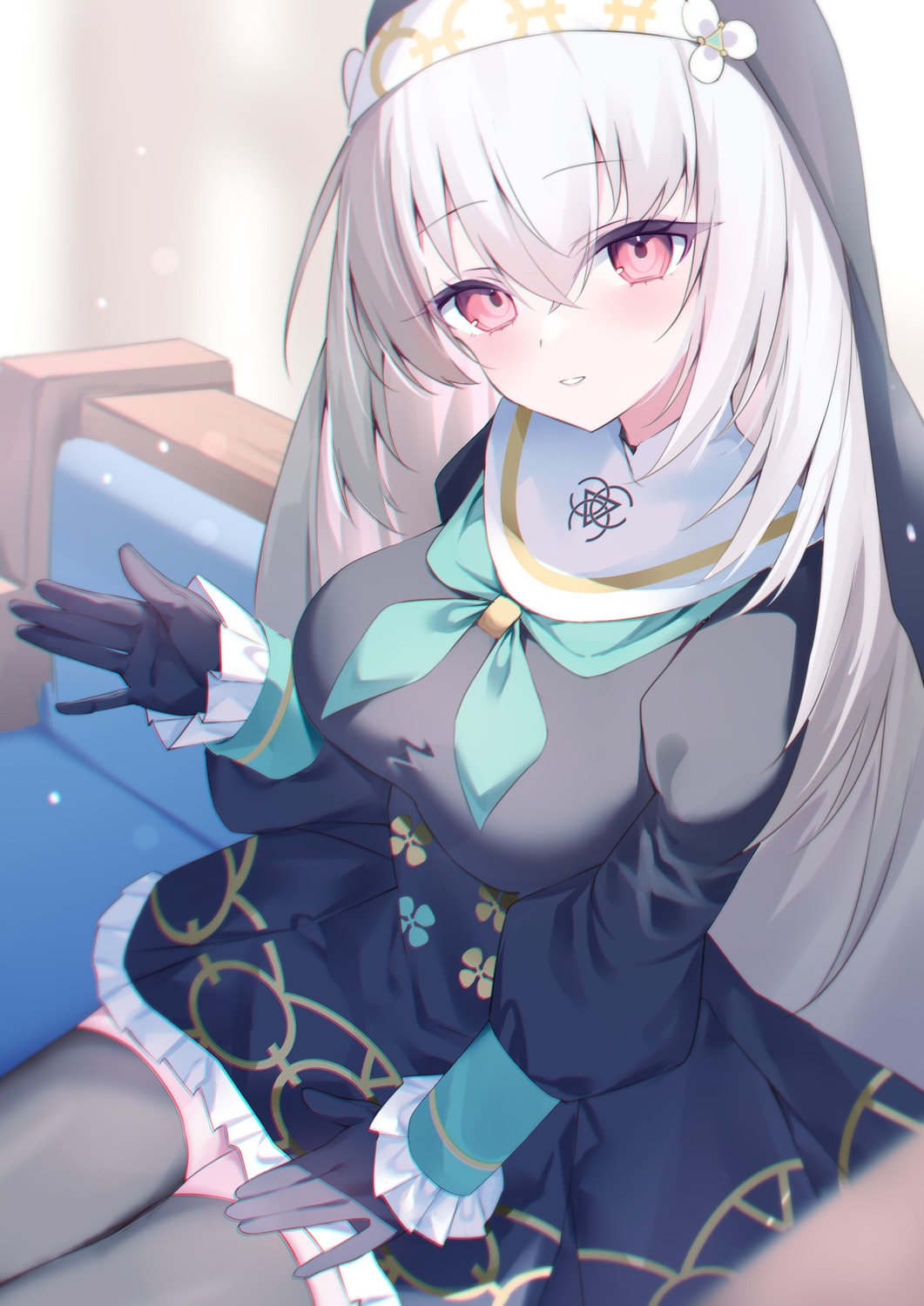 213_gou, blue_archive, nun, thighhighs, utazumi_sakurako