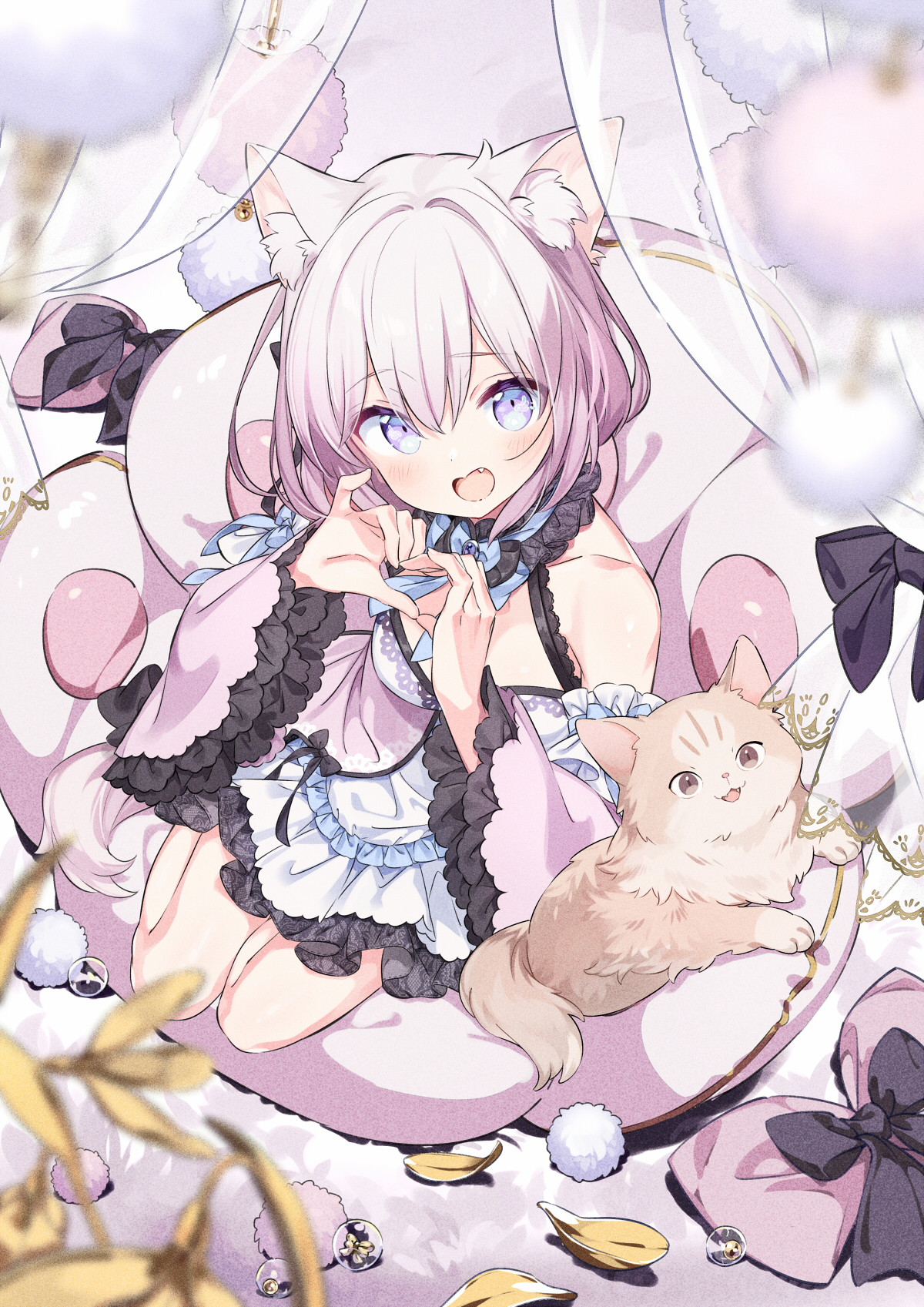 animal_ears, dress, kiya_machi, neko, nekomimi