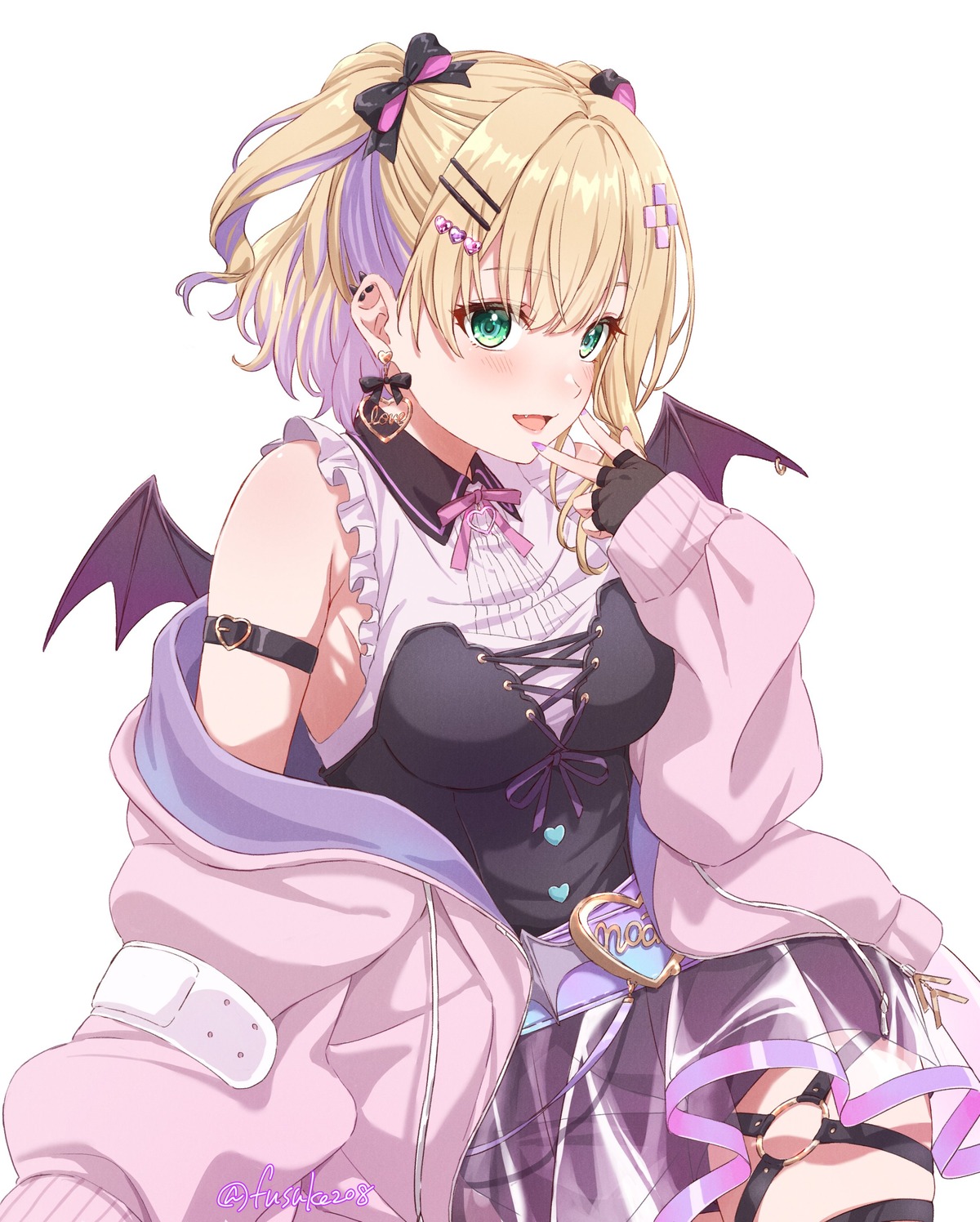 fuusuke_(fusuke208), garter, iris_black_games, kurumi_noah, see_through, vspo!, wings